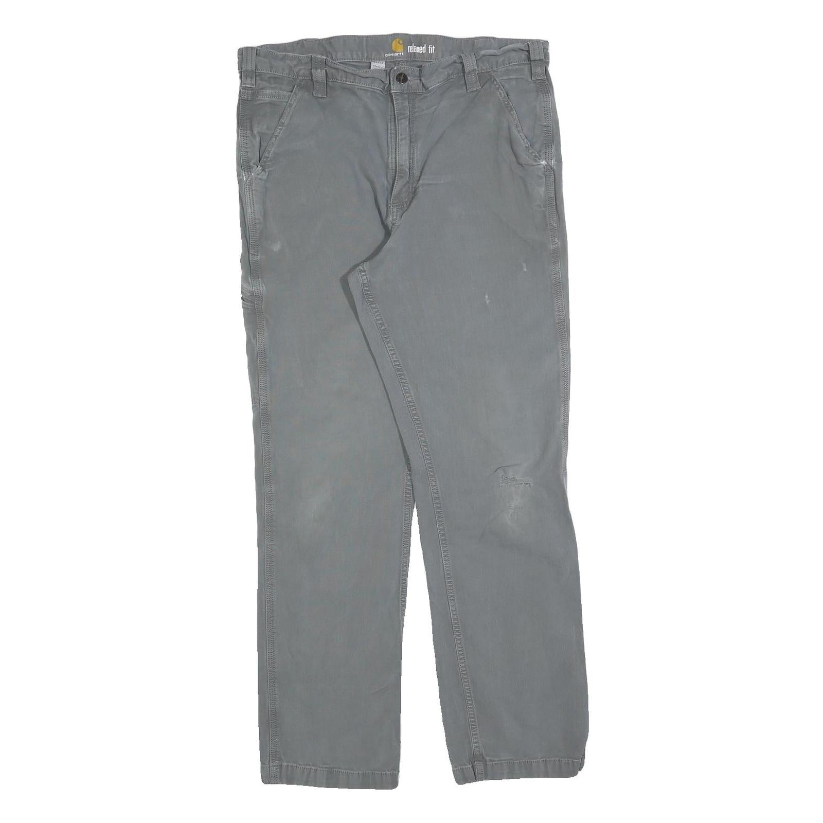 CARHARTT Mens Cotton Blend Grey Relaxed Fit Straight Trousers W36 L32 Workwear Refurbished - N/A refurbished available on Cerqular