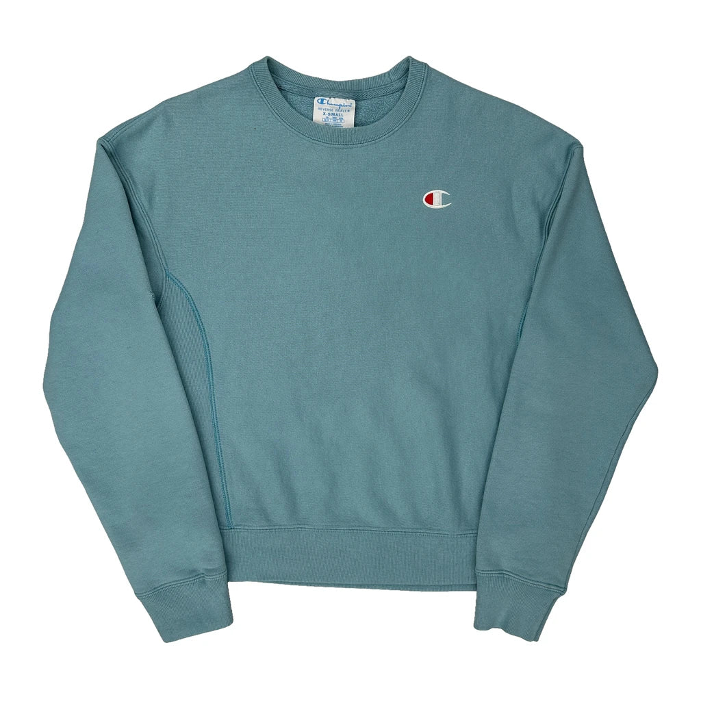 Reverse Weave Champion Sweatshirt - XS Blue Cotton Blend Refurbished - Thrifted (note: this is a term often used to describe second- refurbished available on Cerqular
