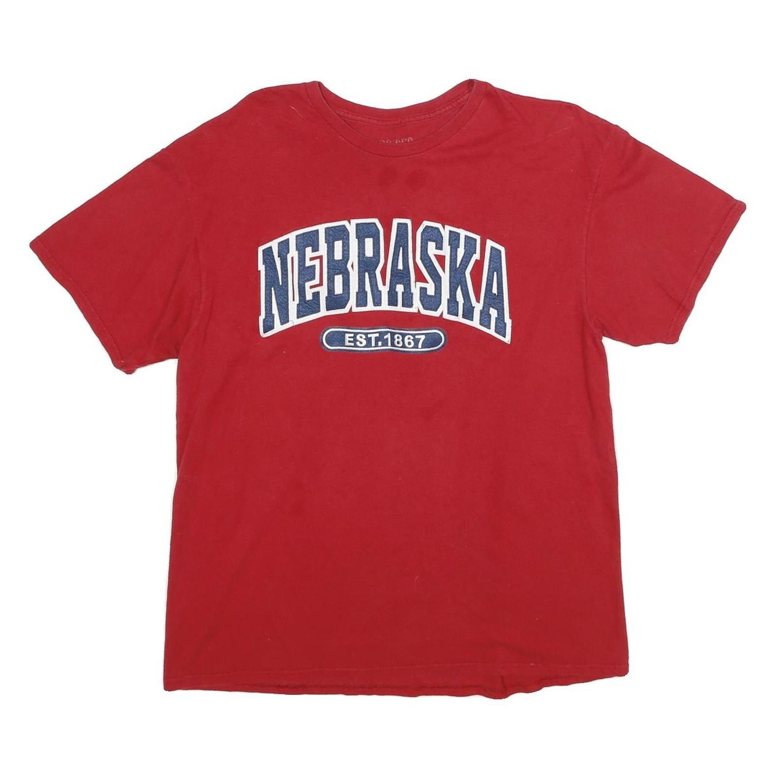 BAISCO Mens Red Nebraska Graphic T-Shirt L Short Sleeve Crew Neck Casual Cotton Refurbished - N/A refurbished available on Cerqular