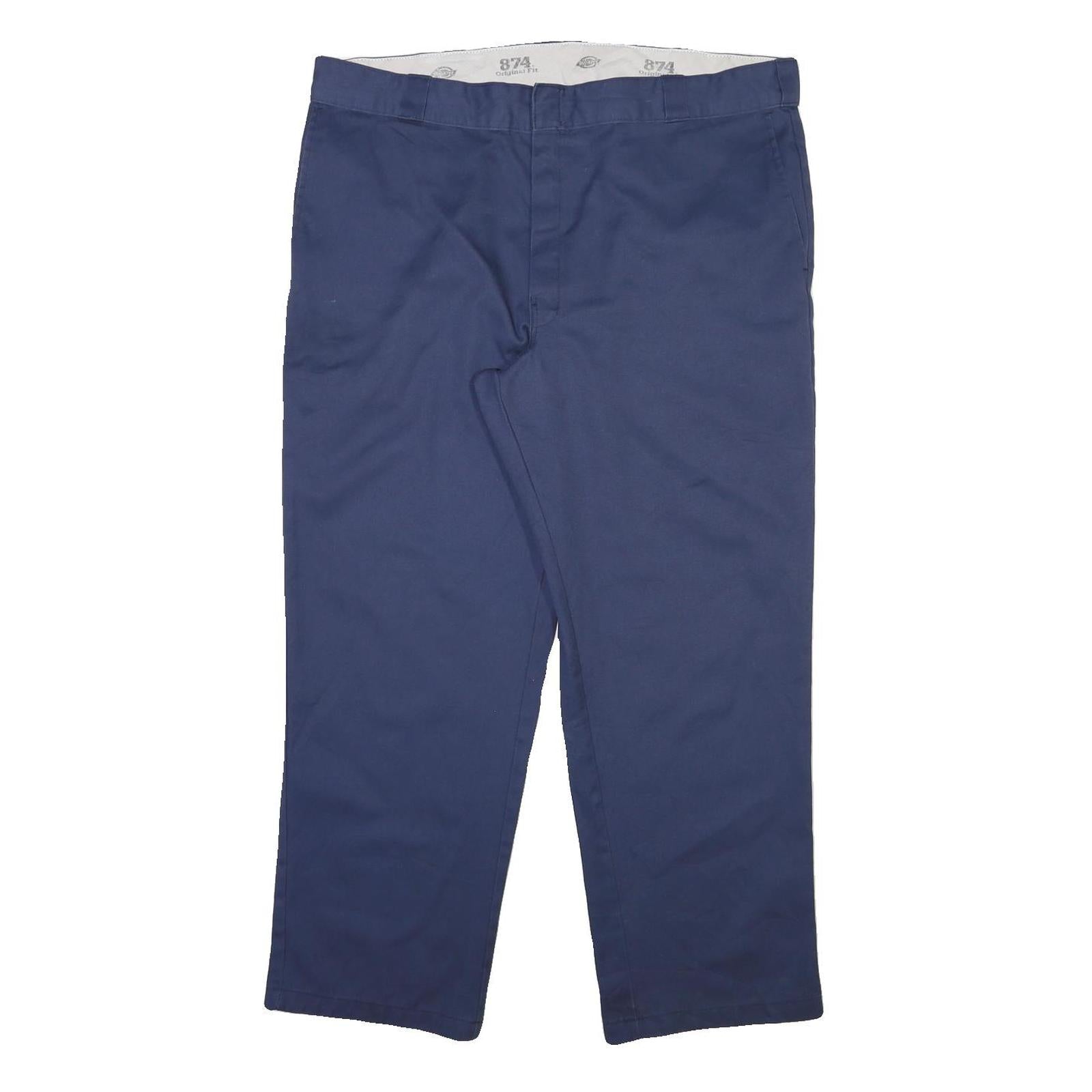 DICKIES Mens Regular Cotton Blend Navy Blue Trousers W42 L30 Workwear Zip Refurbished - N/A refurbished available on Cerqular