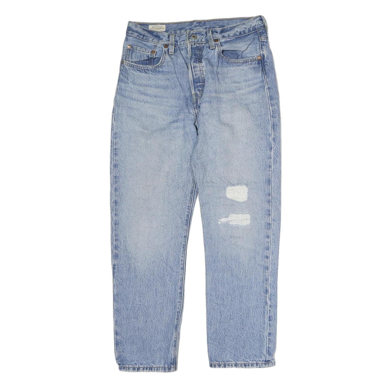 LEVI'S 501 Mens Jeans Light Blue Regular Straight Denim W28 L29 Classic Button Refurbished - N/A refurbished available on Cerqular