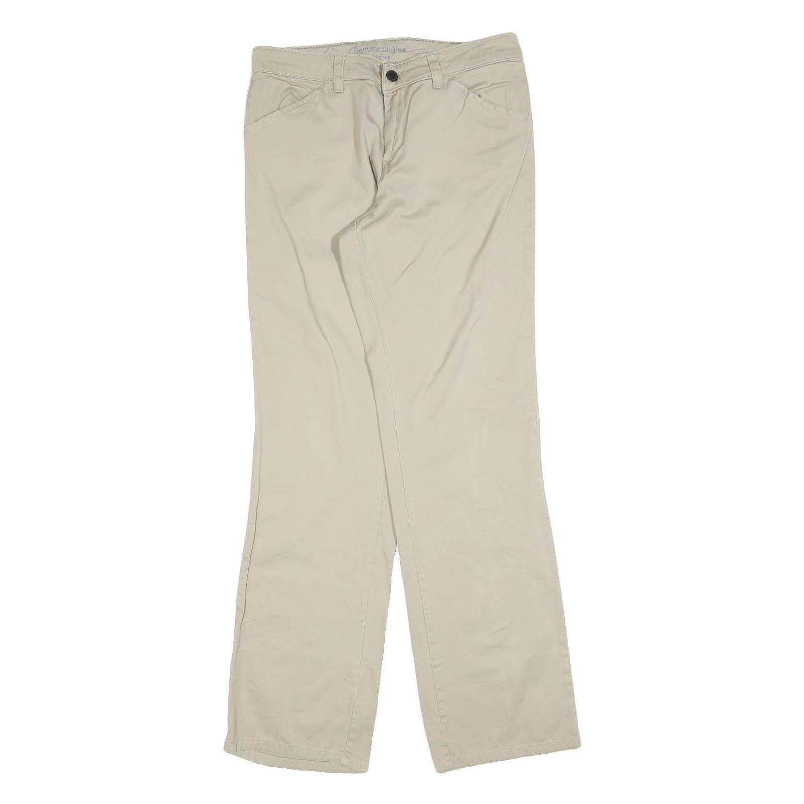 DICKIES Womens Relaxed Beige Cotton Blend Trousers W28 L32 Classic Zip Refurbished - N/A refurbished available on Cerqular