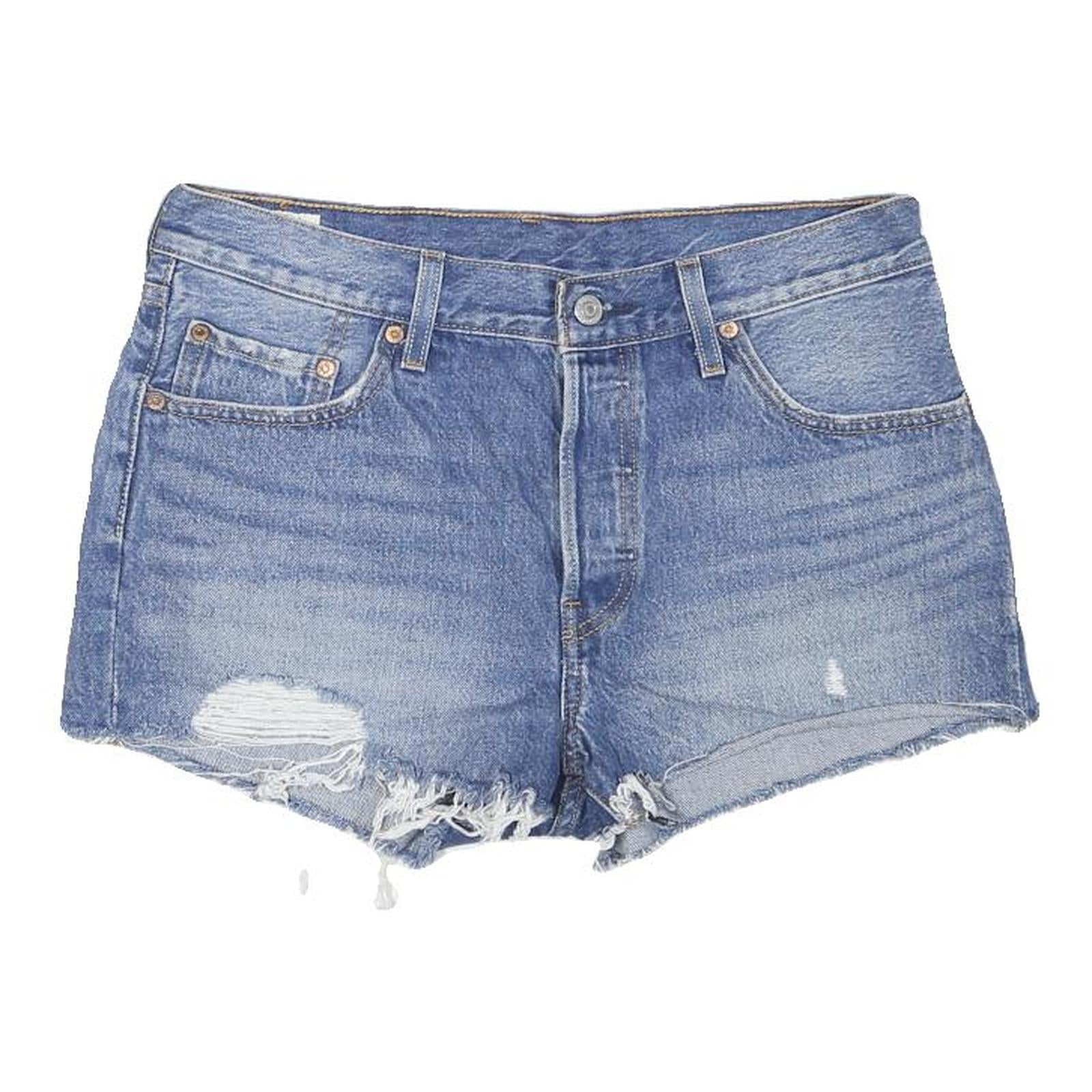 LEVI'S Womens Denim Blue Casual Shorts L W32 Distressed Cut-Off 5 Pocket Refurbished - N/A refurbished available on Cerqular