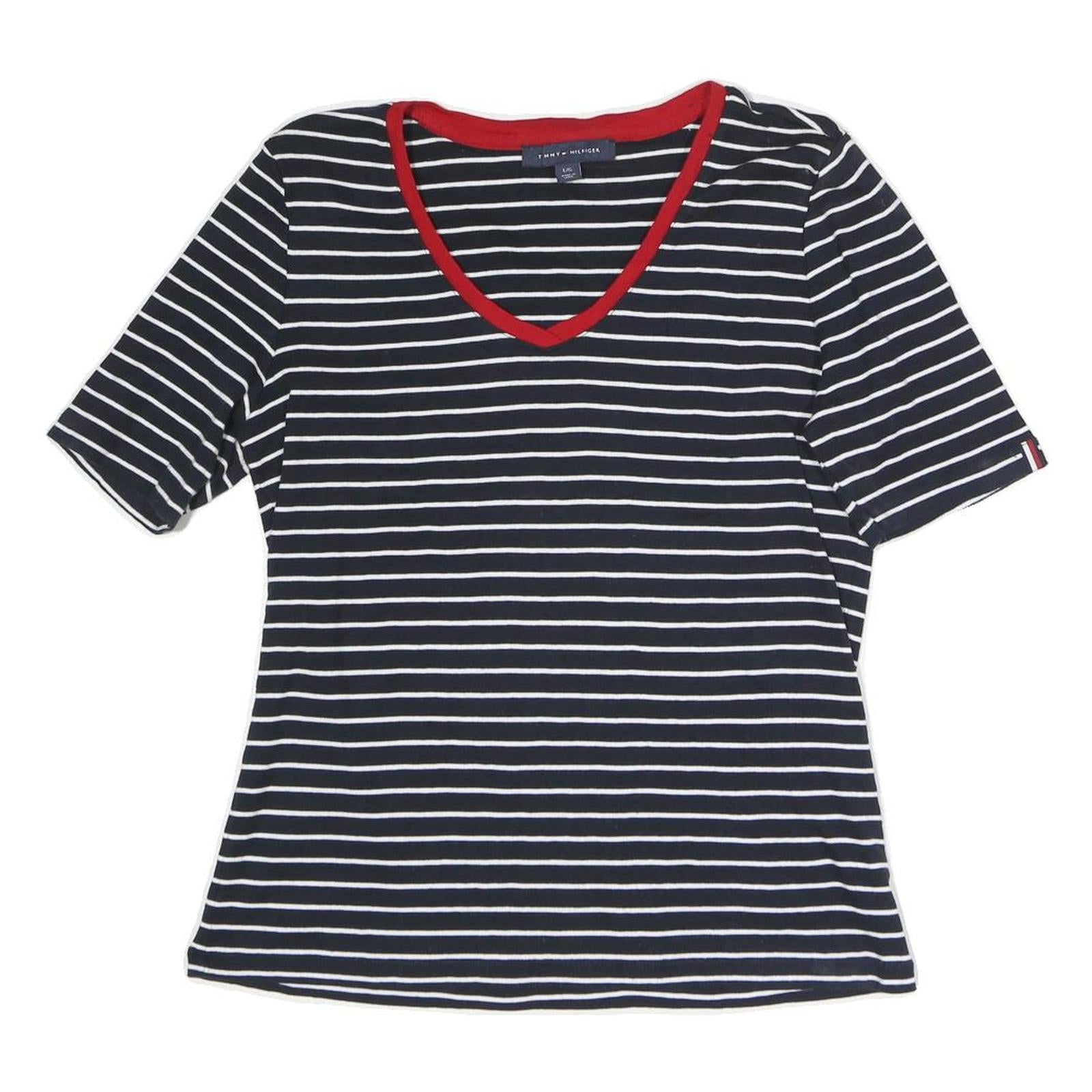 Buy TOMMY HILFIGER Womens Blue & White Striped Top Short Sleeve V-Neck L Cotton Refurbished - $33.79 TOMMY HILFIGER Womens Blue & White Striped Top Short Sleeve V-Neck L Cotton Refurbished - N/A refurbished available on Cerqular