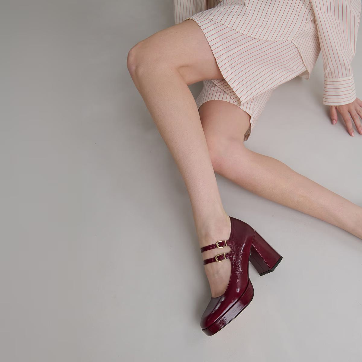 088- Verite Cuir Brillant Bordeaux | Color: BORDEAUX | Size: 37 Refurbished - Rue Madame is a known brand, and the standardized name is " refurbished available on Cerqular
