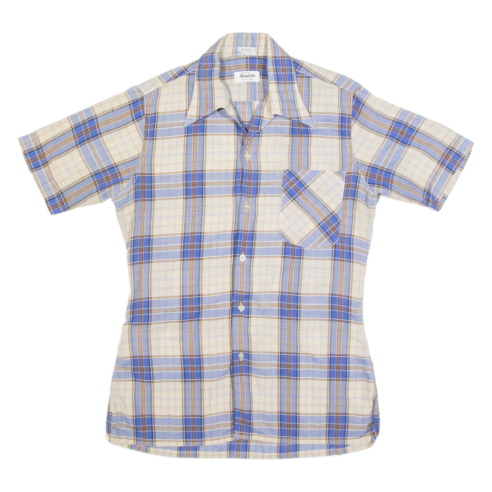 MULTIFORM Mens Shirt Beige 90s Check S Refurbished - N/A refurbished available on Cerqular