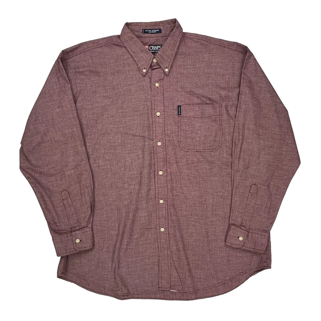 Chaps Ralph Lauren Shirt - 2XL Burgundy Cotton Blend Refurbished - Thrifted (note: this is a term often used to describe second- refurbished available on Cerqular