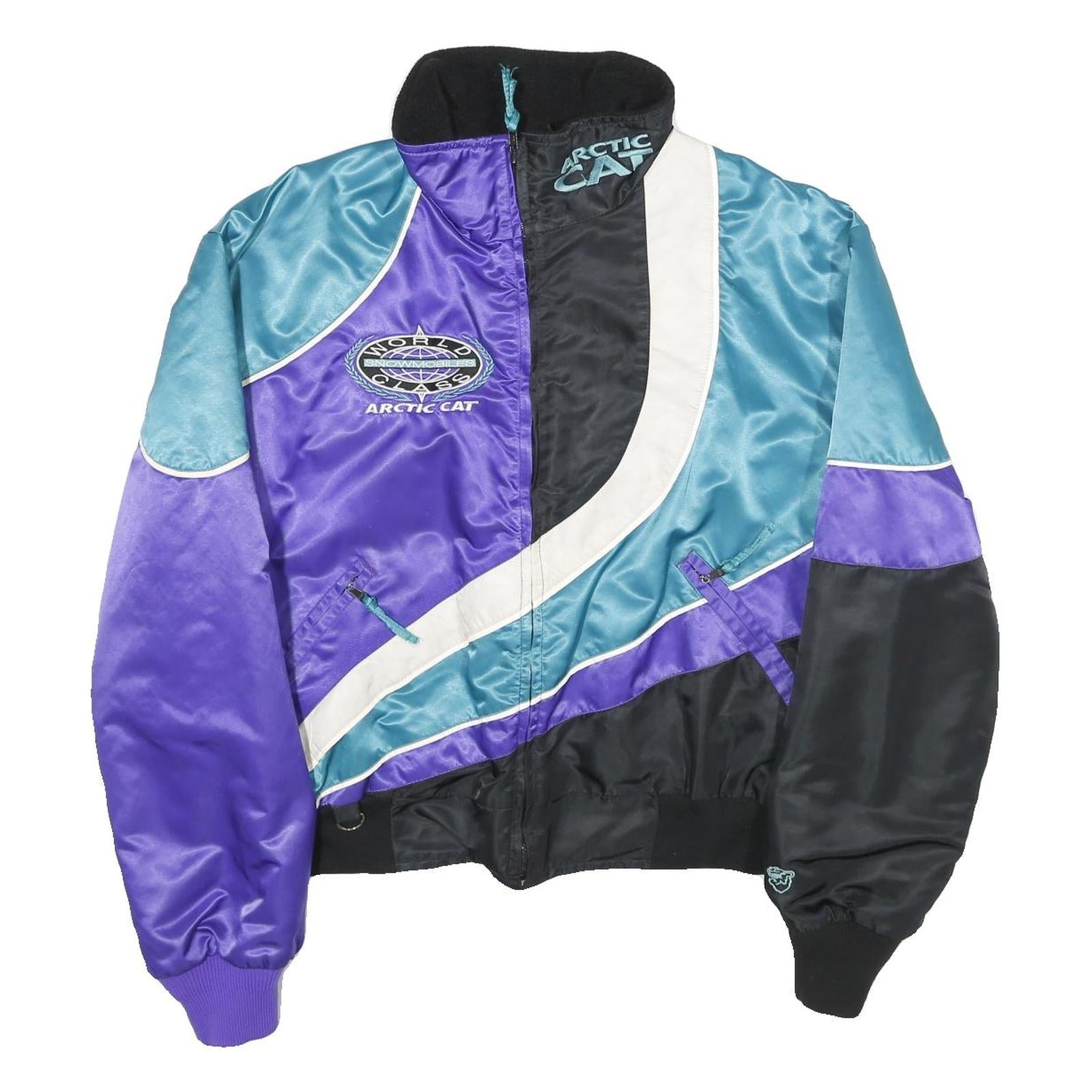 ARCTIC CAT Womens Blue & Purple Nylon Zip Jacket L Satin Sportswear Racing Refurbished - N/A refurbished available on Cerqular