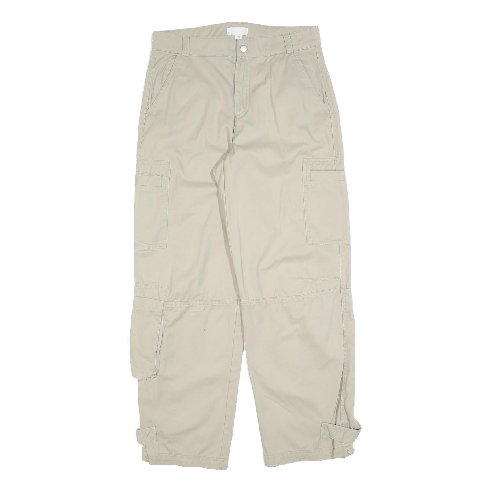 H&M Womens Cotton Blend Beige Regular Fit Cargo Trousers W30 L30 Casual Utility Refurbished - N/A refurbished available on Cerqular