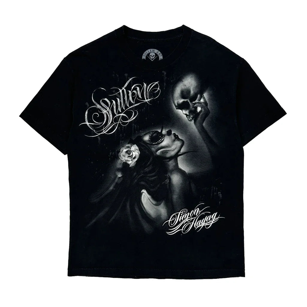 Made In USA Sullen Art Graphic T-Shirt - Large Black Cotton Refurbished - Thrifted (note: this is a term often used to describe second- refurbished available on Cerqular