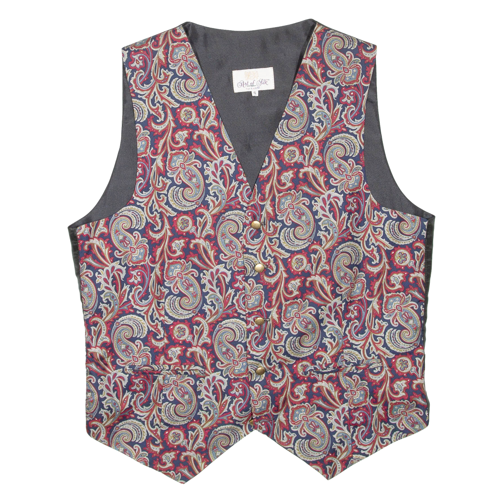 ART OF SILK Mens Blazer Waistcoat Black Silk S Refurbished - N/A refurbished available on Cerqular