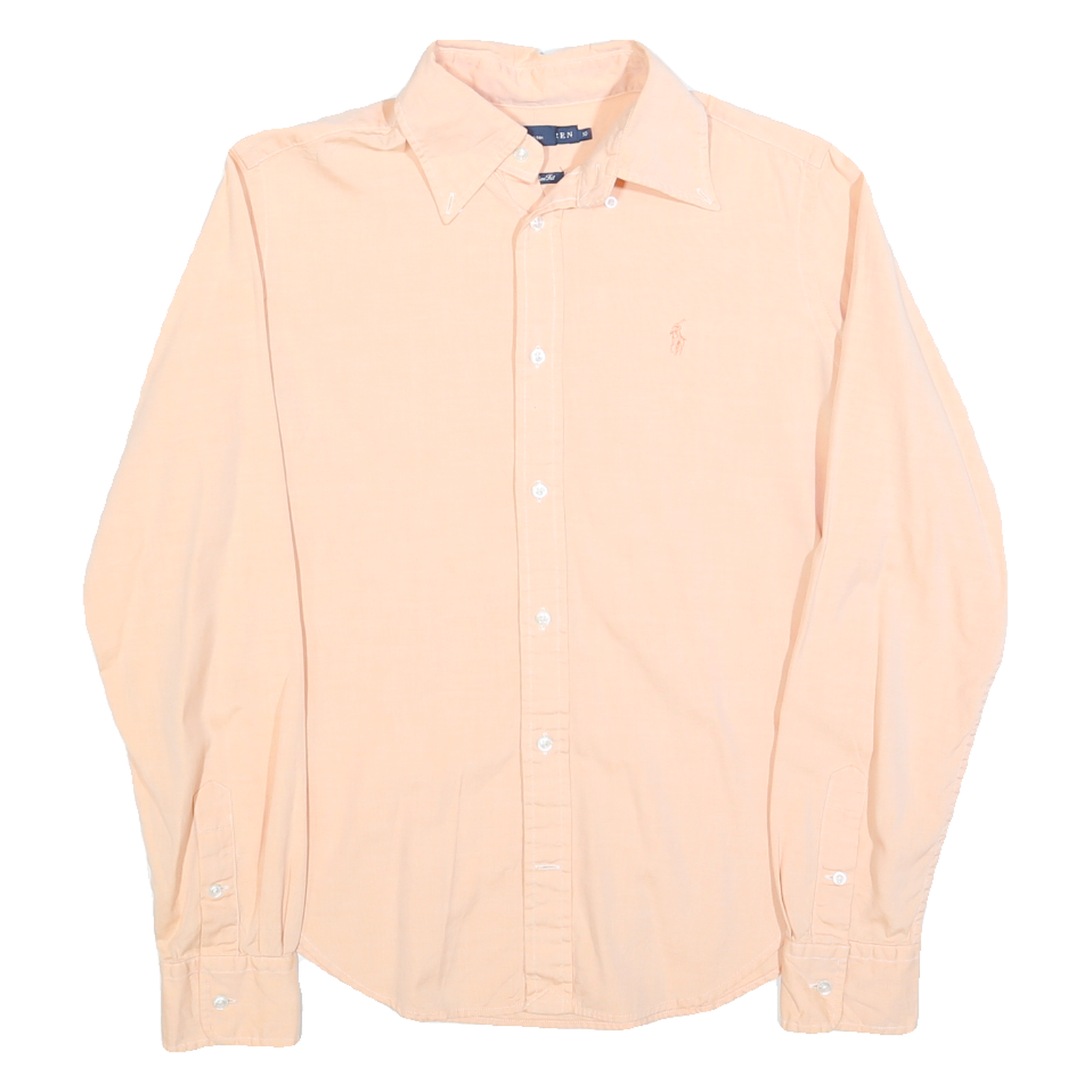 RALPH LAUREN Womens Peach Button-Down Shirt S Classic Cotton Blend Long Sleeve Refurbished - N/A refurbished available on Cerqular
