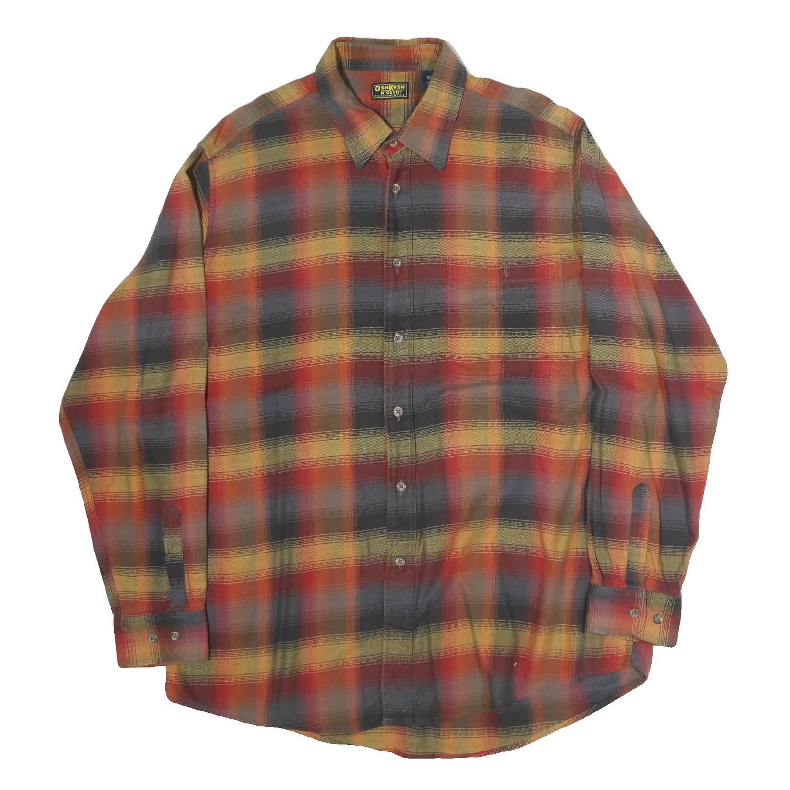 OSHKOSH Mens Yellow & Red Plaid Cotton Shirt XL Classic Long Sleeve Casual Refurbished - N/A refurbished available on Cerqular