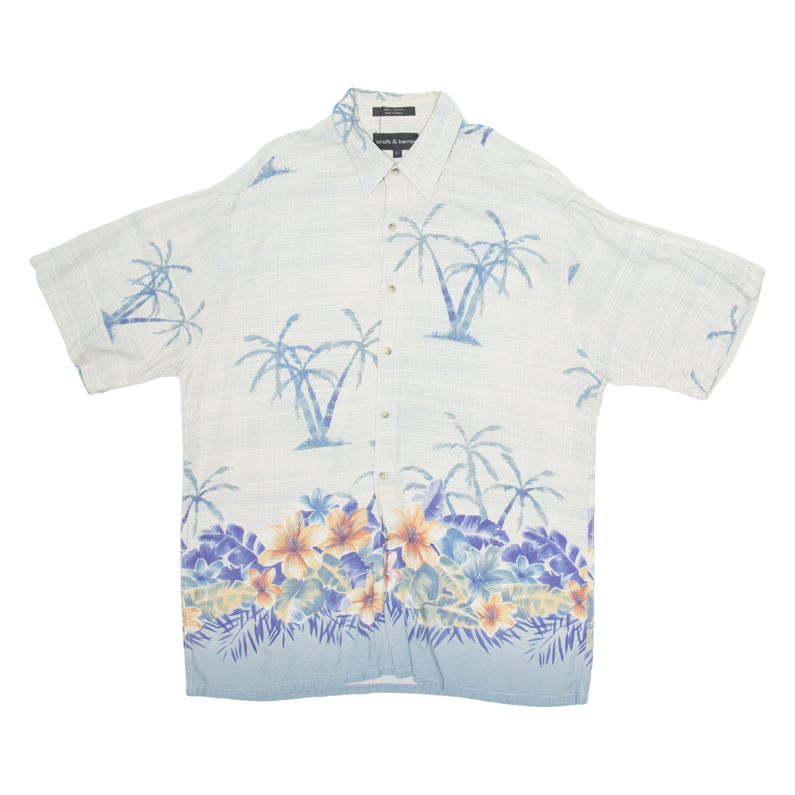 CROFT & BARROW Mens Hawaiian Shirt Grey Floral L Refurbished - N/A refurbished available on Cerqular