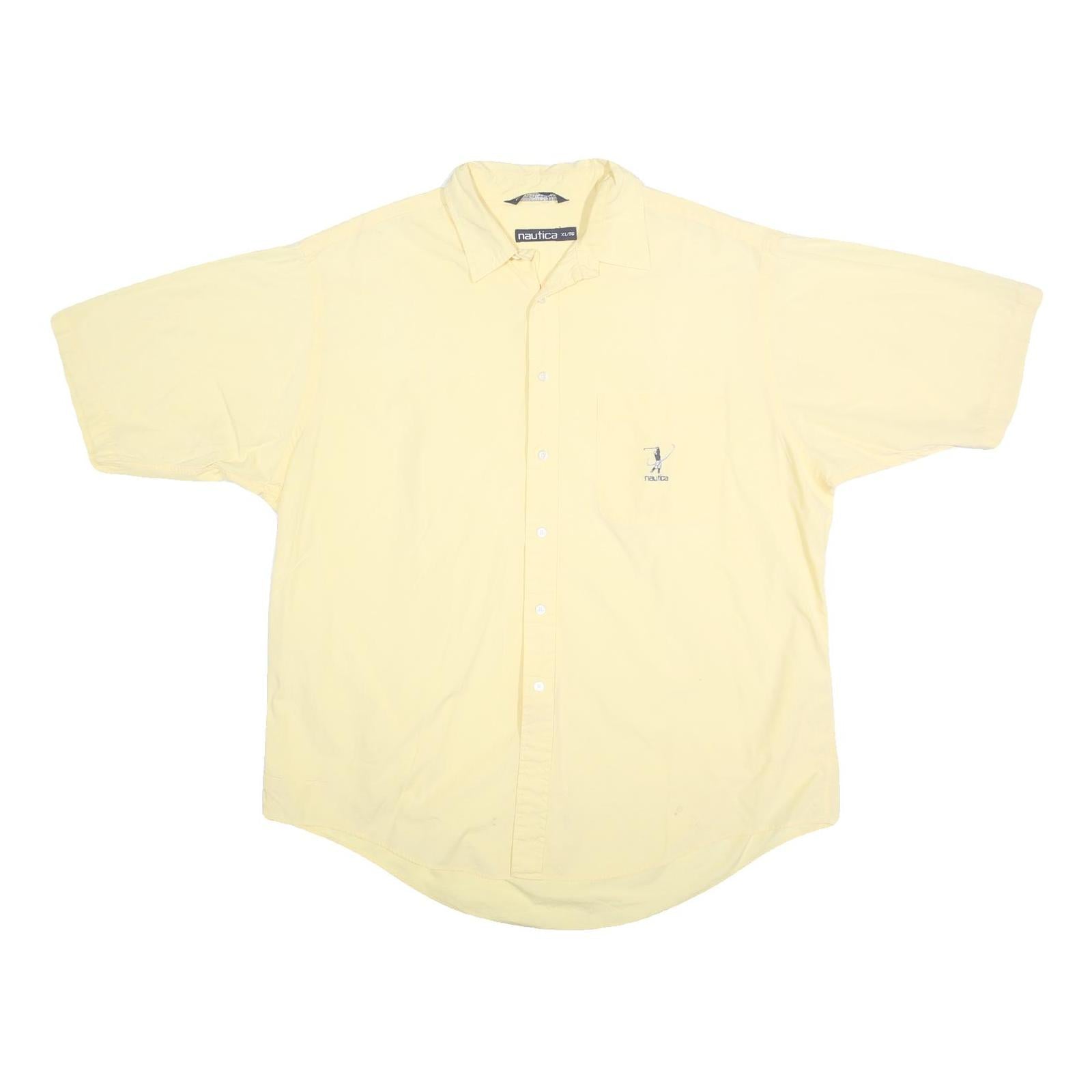 NAUTICA Mens Yellow Cotton Shirt XL Casual Button-Down Short Sleeve Summer Refurbished - N/A refurbished available on Cerqular