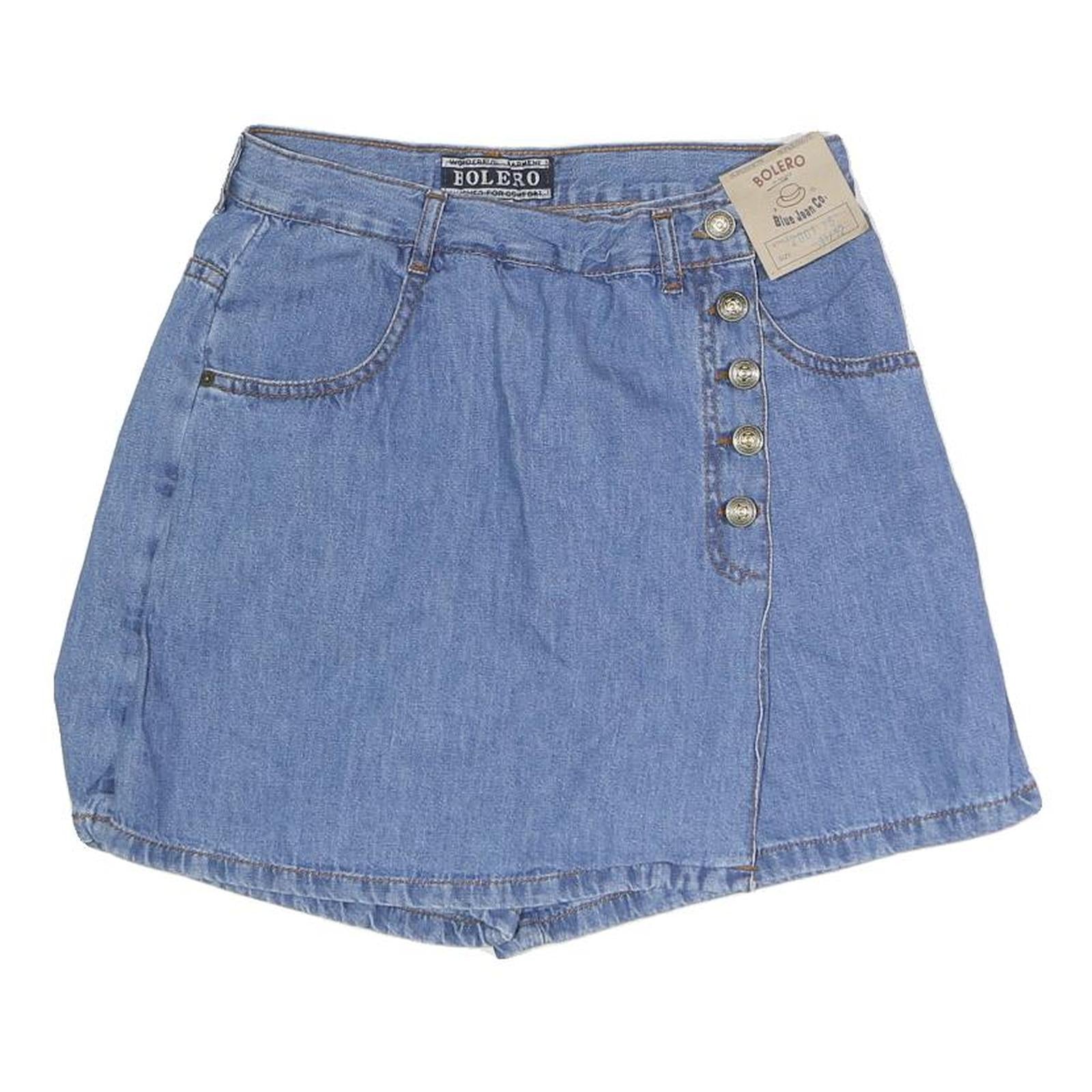 BOLERO Womens Blue Denim Mini Cotton Blend Skort Button Front Casual Size S Refurbished - N/A refurbished available on Cerqular