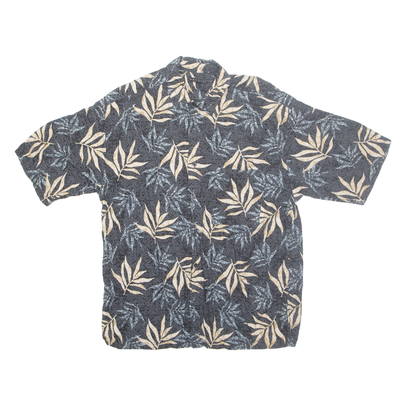 MANHATTAN Mens Hawaiian Shirt Black Floral M Refurbished - N/A refurbished available on Cerqular