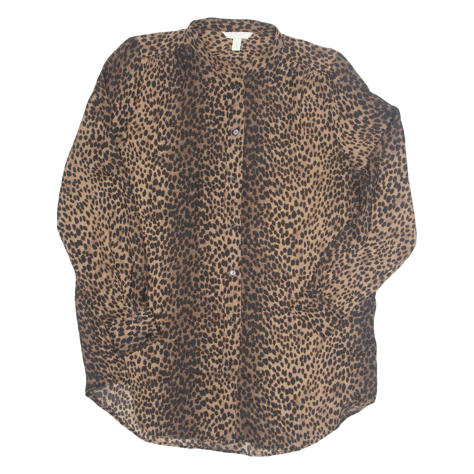 H&M Womens Printed Blouse Brown Long Sleeve Animal Print S Refurbished - N/A refurbished available on Cerqular