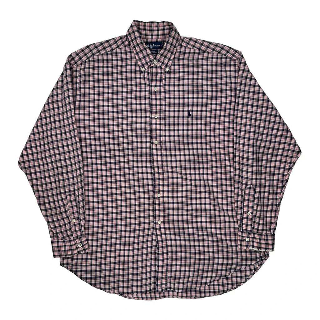 Blake Ralph Lauren Checked Shirt - Large Blue Cotton Refurbished - Thrifted (note: this is a term often used to describe second- refurbished available on Cerqular