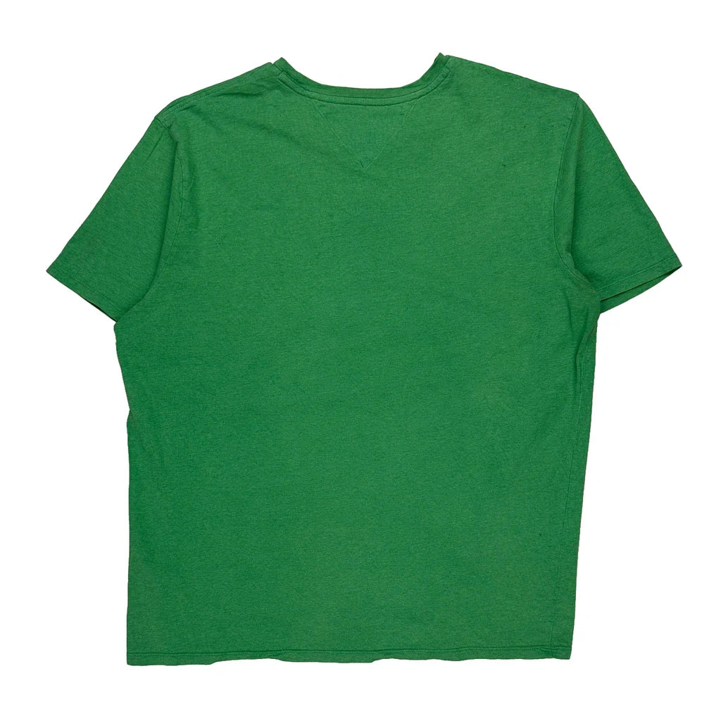 Tommy Hilfiger T-Shirt - Large Green Cotton Refurbished - Thrifted (note: this is a term often used to describe second- refurbished available on Cerqular