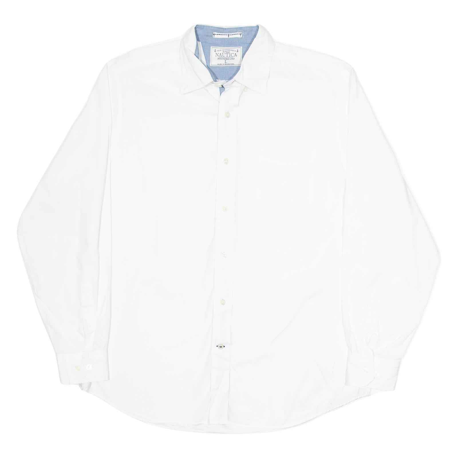 NAUTICA Mens Plain Shirt White Long Sleeve L Refurbished - N/A refurbished available on Cerqular