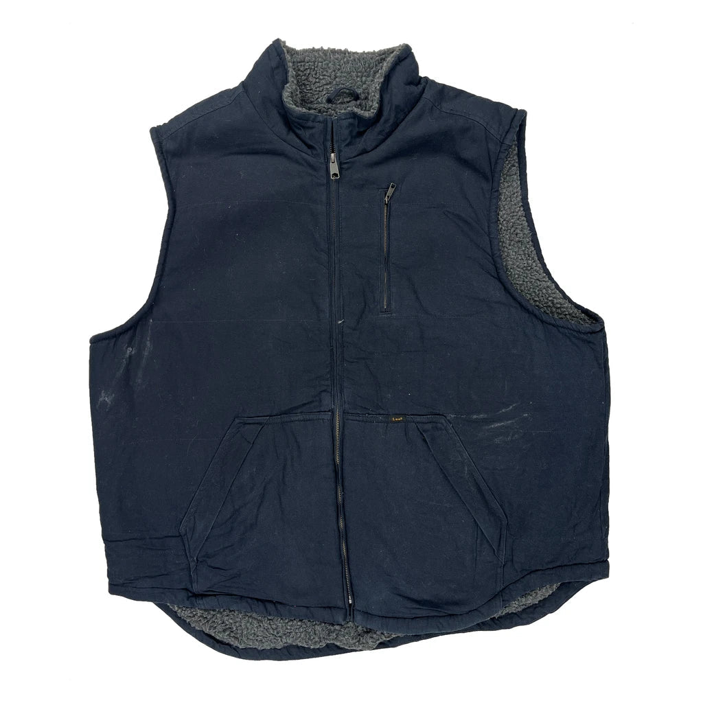 Lee Gilet - 2XL Navy Polyester Refurbished - Thrifted (note: this is a term often used to describe second- refurbished available on Cerqular