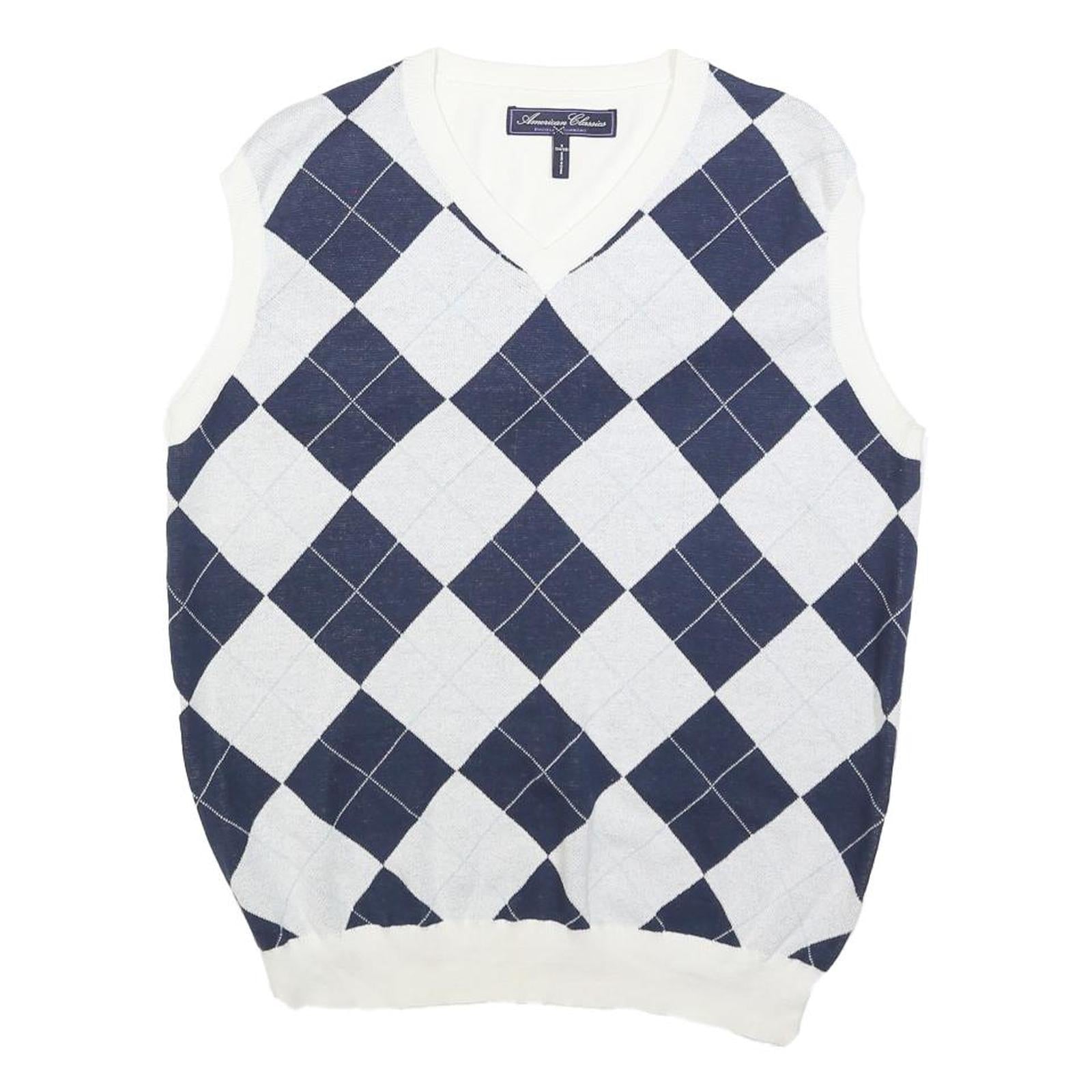 Buy RUSSEL SIMONS Mens White & Navy Patterned Sleeveless V-Neck Basic Knit Jumper S Refurbished - $18.19 RUSSEL SIMONS Mens White & Navy Patterned Sleeveless V-Neck Basic Knit Jumper S Refurbished - N/A refurbished available on Cerqular