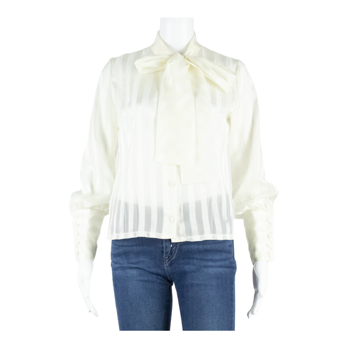Womens Printed Blouse White Long Sleeve Striped M Refurbished - N/A refurbished available on Cerqular