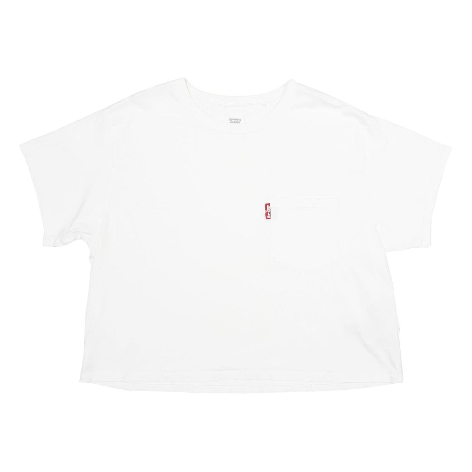 LEVI'S Womens White Cotton T-Shirt L Short Sleeve Crew Neck Pocket Plain Refurbished - N/A refurbished available on Cerqular