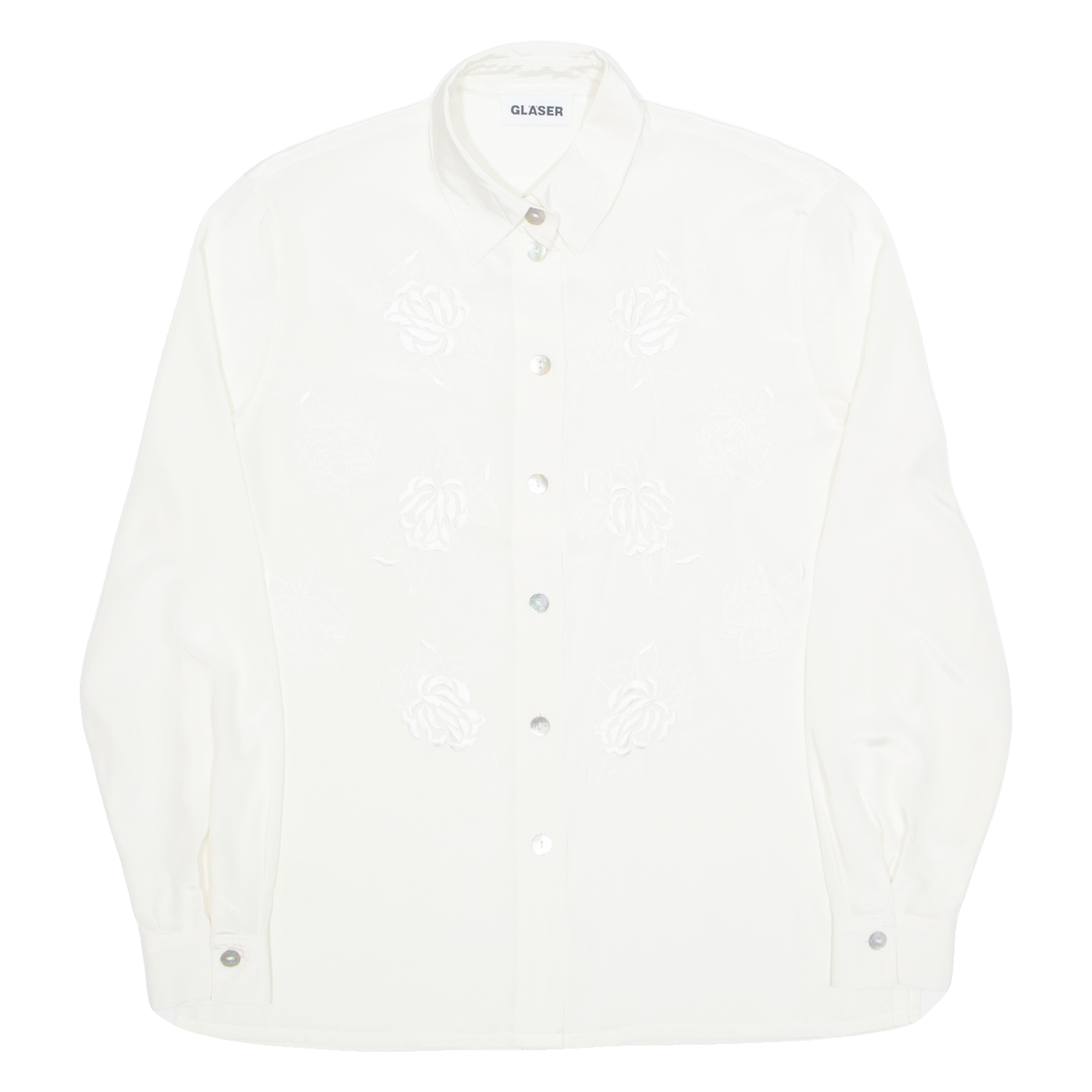 GLASER Womens Shirt Cream Collared Long Sleeve Floral M Refurbished - N/A refurbished available on Cerqular