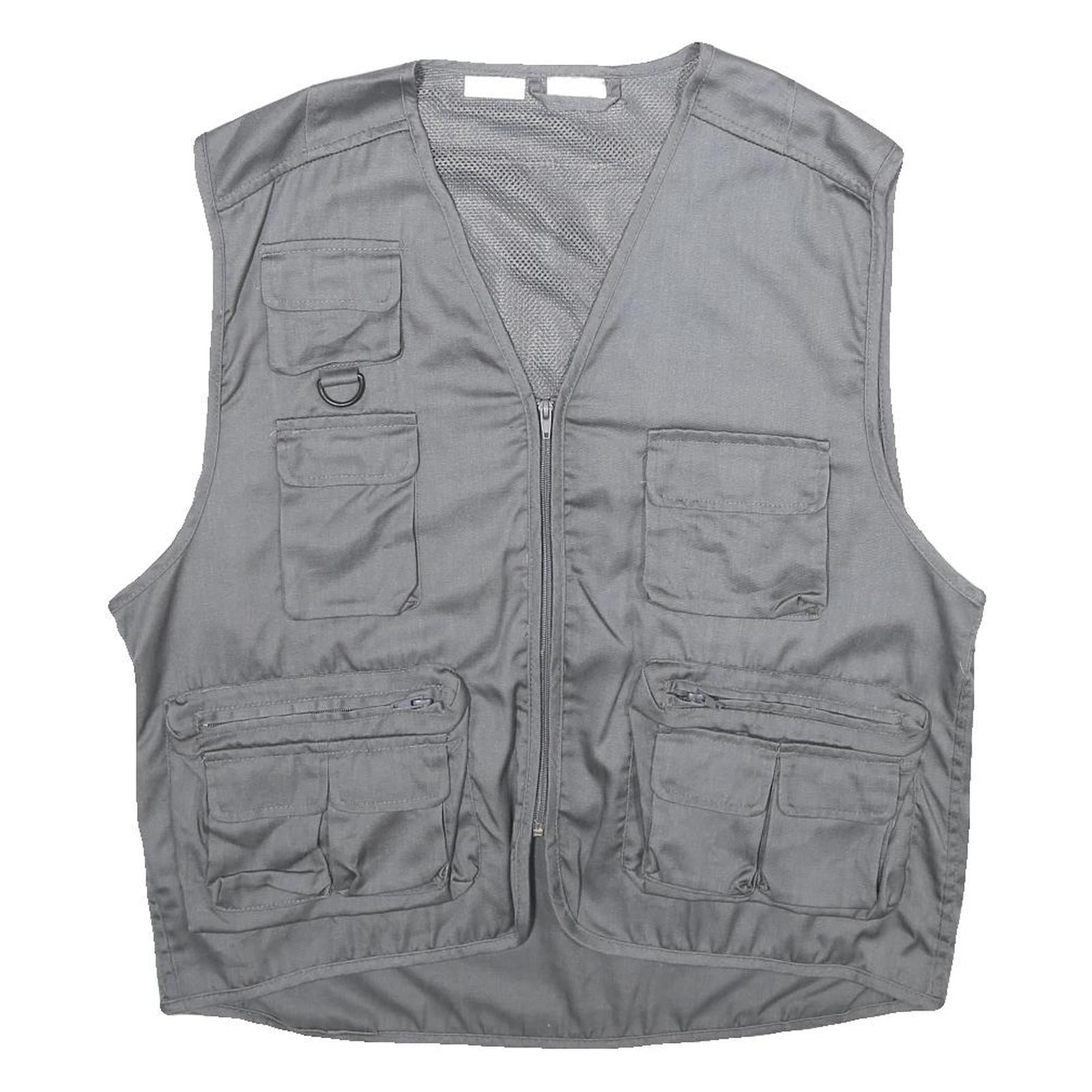 CHALET Mens Grey Utility Jacket L Polyester Blend Plain Multi Pocket Zip Refurbished - N/A refurbished available on Cerqular