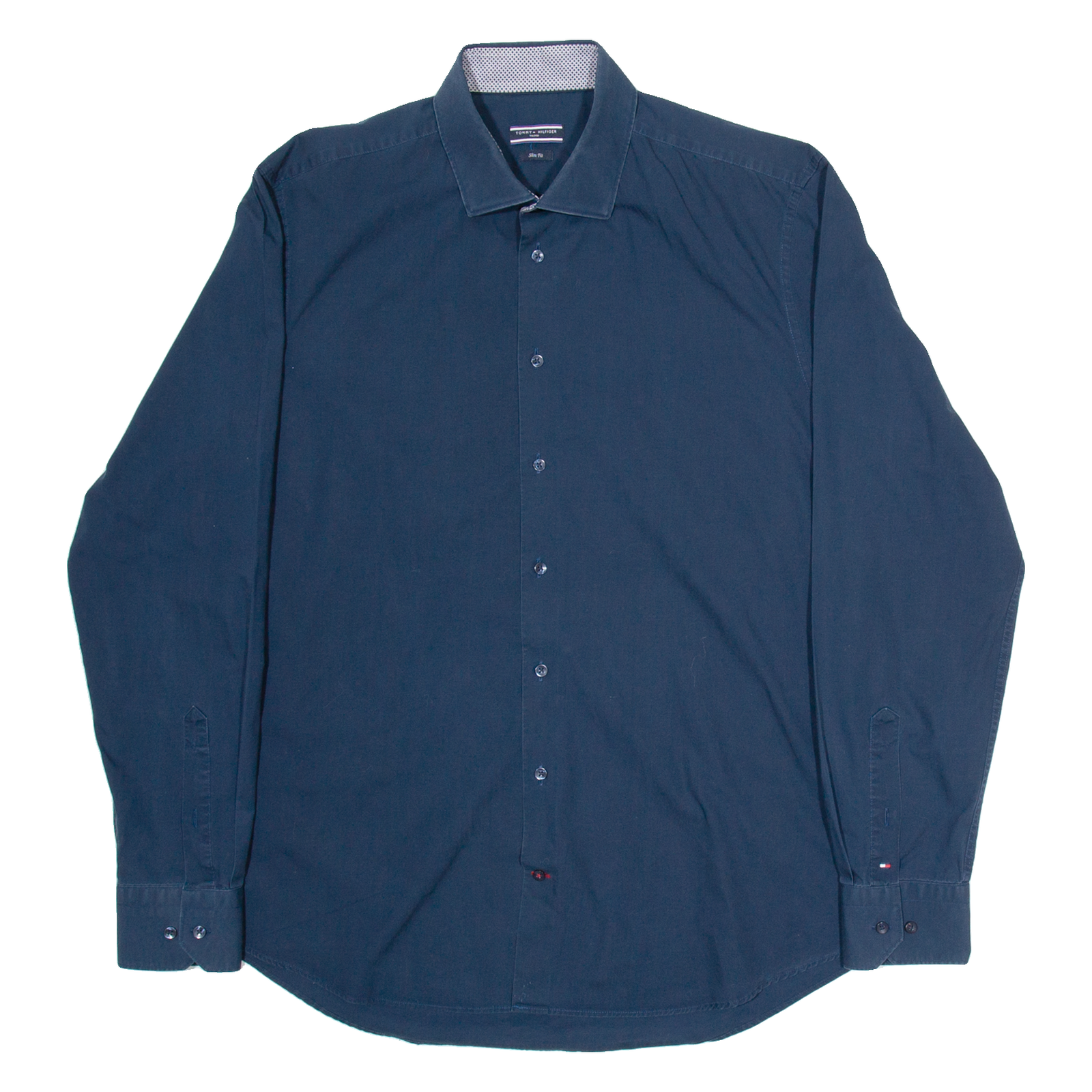 TOMMY HILFIGER Slim Fit Mens Plain Shirt Blue Long Sleeve L Refurbished - N/A refurbished available on Cerqular