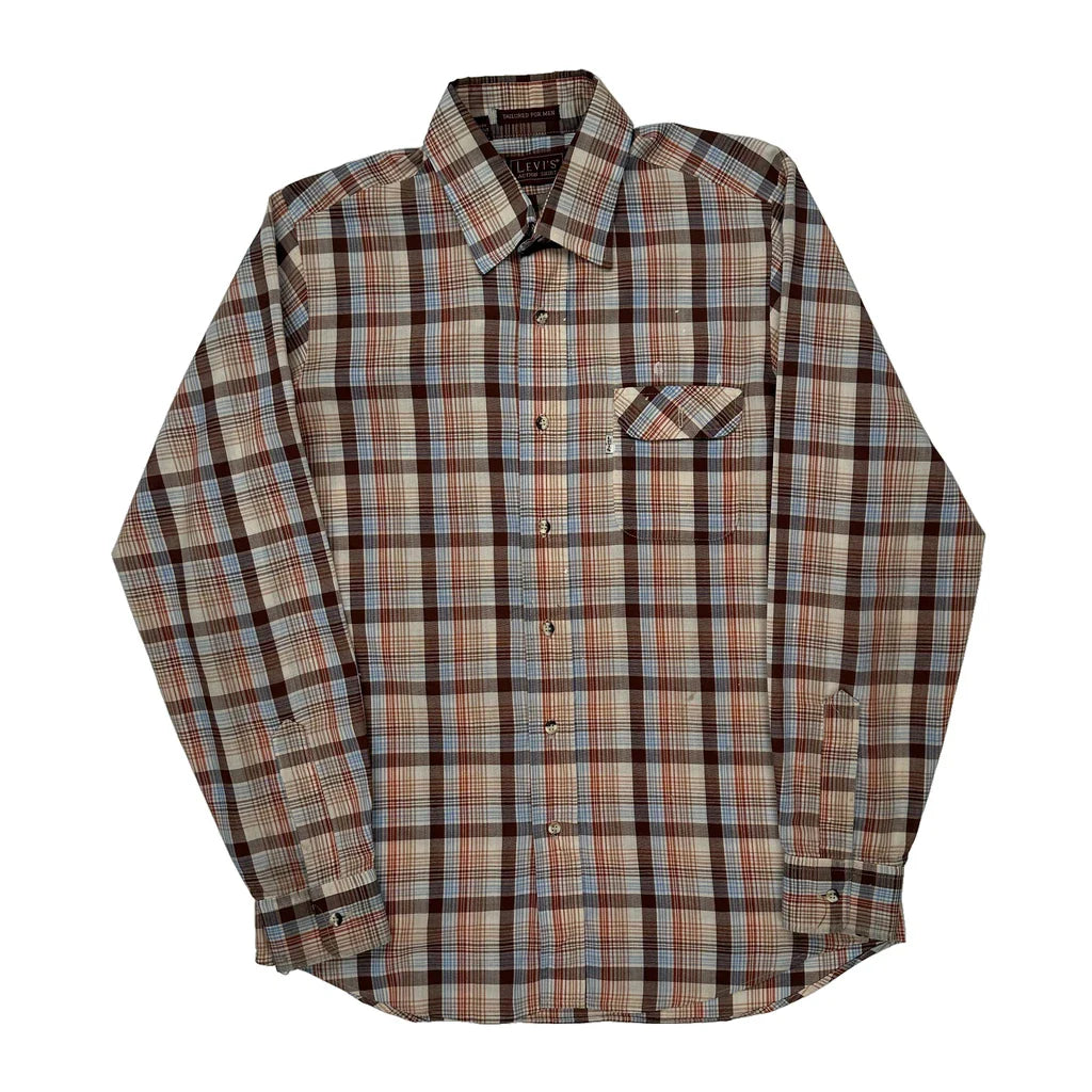 Buy Levis Checked Shirt - Medium Beige Cotton Refurbished - $44.21 Levis Checked Shirt - Medium Beige Cotton Refurbished - Thrifted (note: this is a term often used to describe second- refurbished available on Cerqular