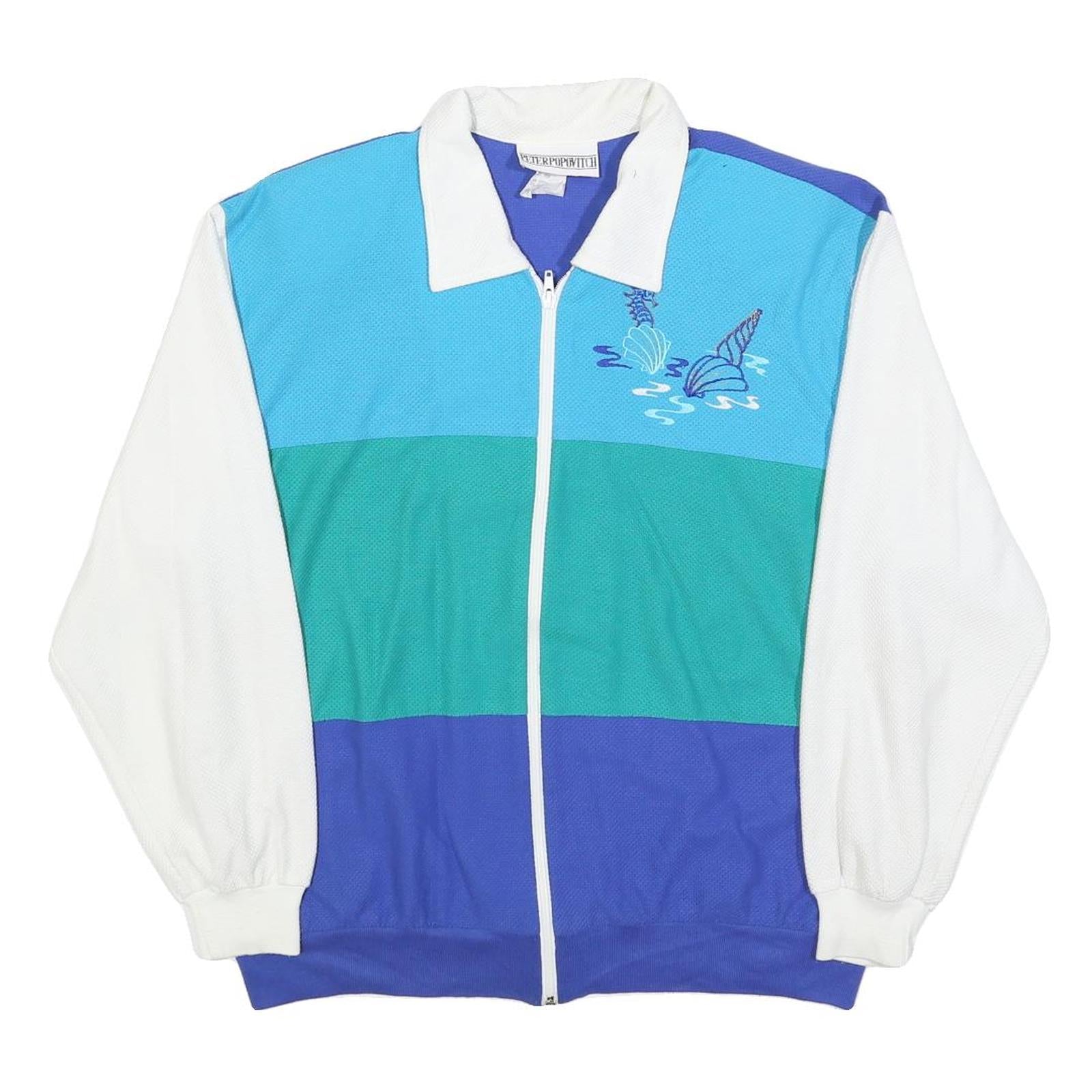 Buy PETER POPOVITCH Womens Blue & Teal & White Shell Graphic Zip Up Collar L Refurbished - $23.39 PETER POPOVITCH Womens Blue & Teal & White Shell Graphic Zip Up Collar L Refurbished - N/A refurbished available on Cerqular