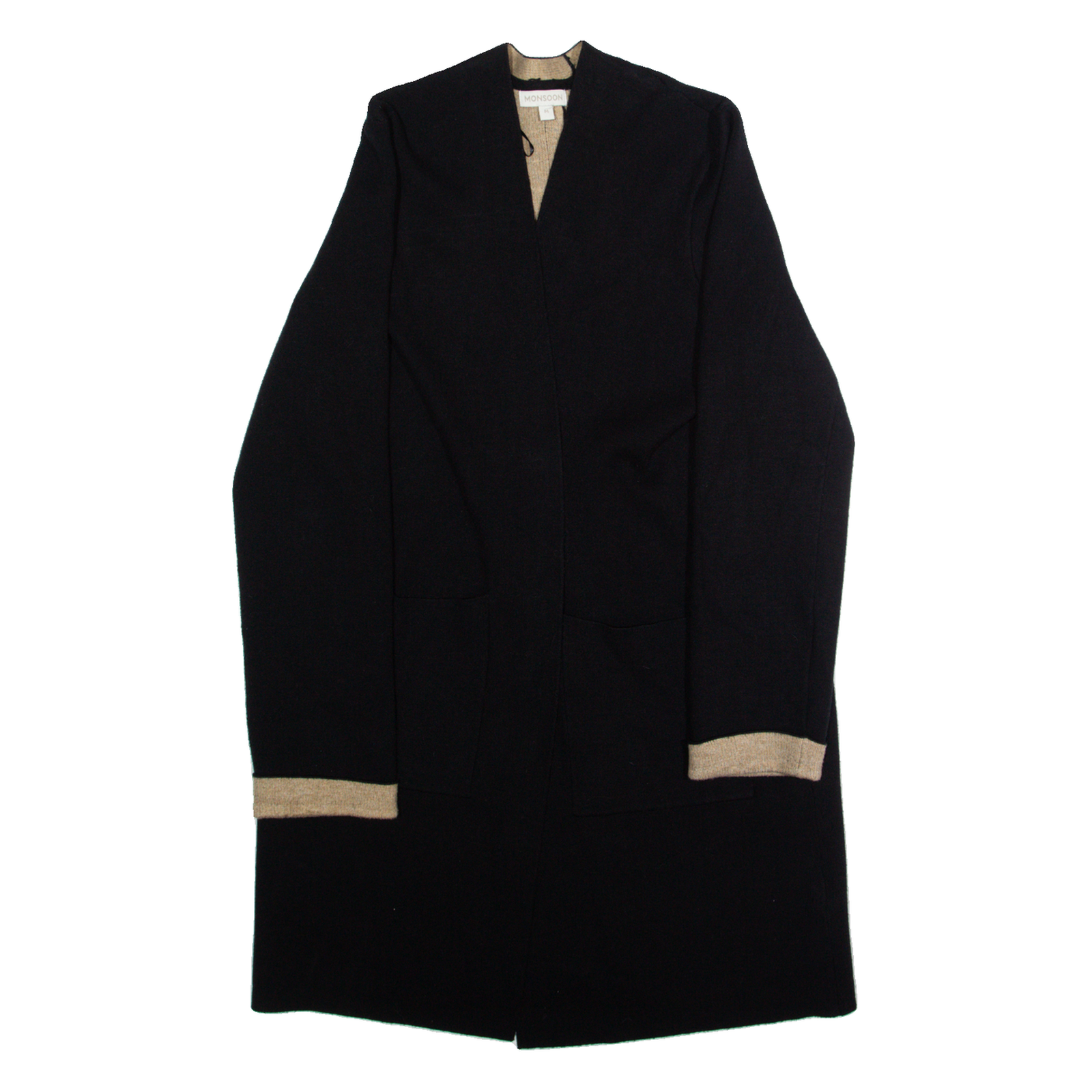 MONSOON Womens Overcoat Jacket Black Viscose M Refurbished - N/A refurbished available on Cerqular