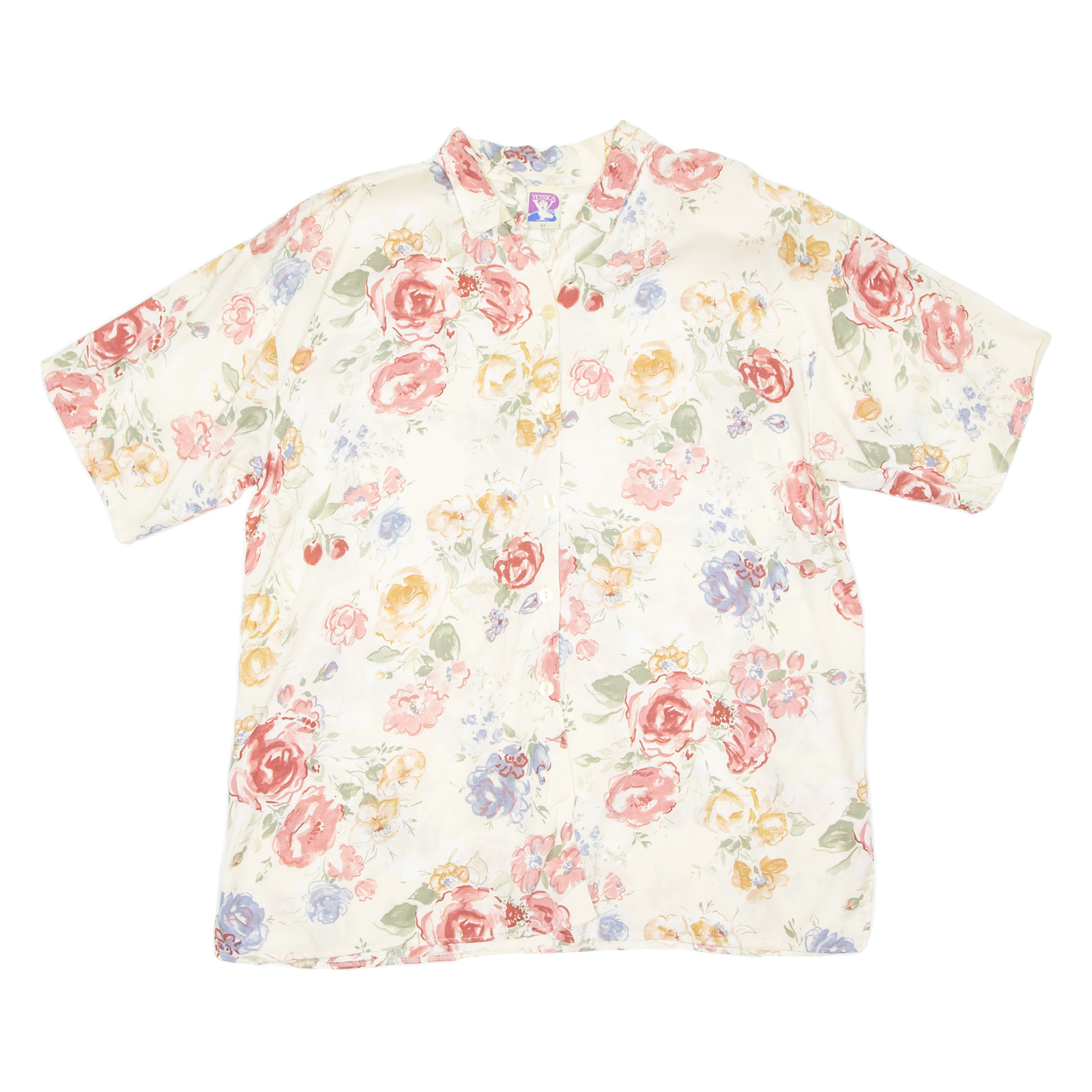 YESSICA Womens Printed Blouse Yellow Floral XL Refurbished - N/A refurbished available on Cerqular