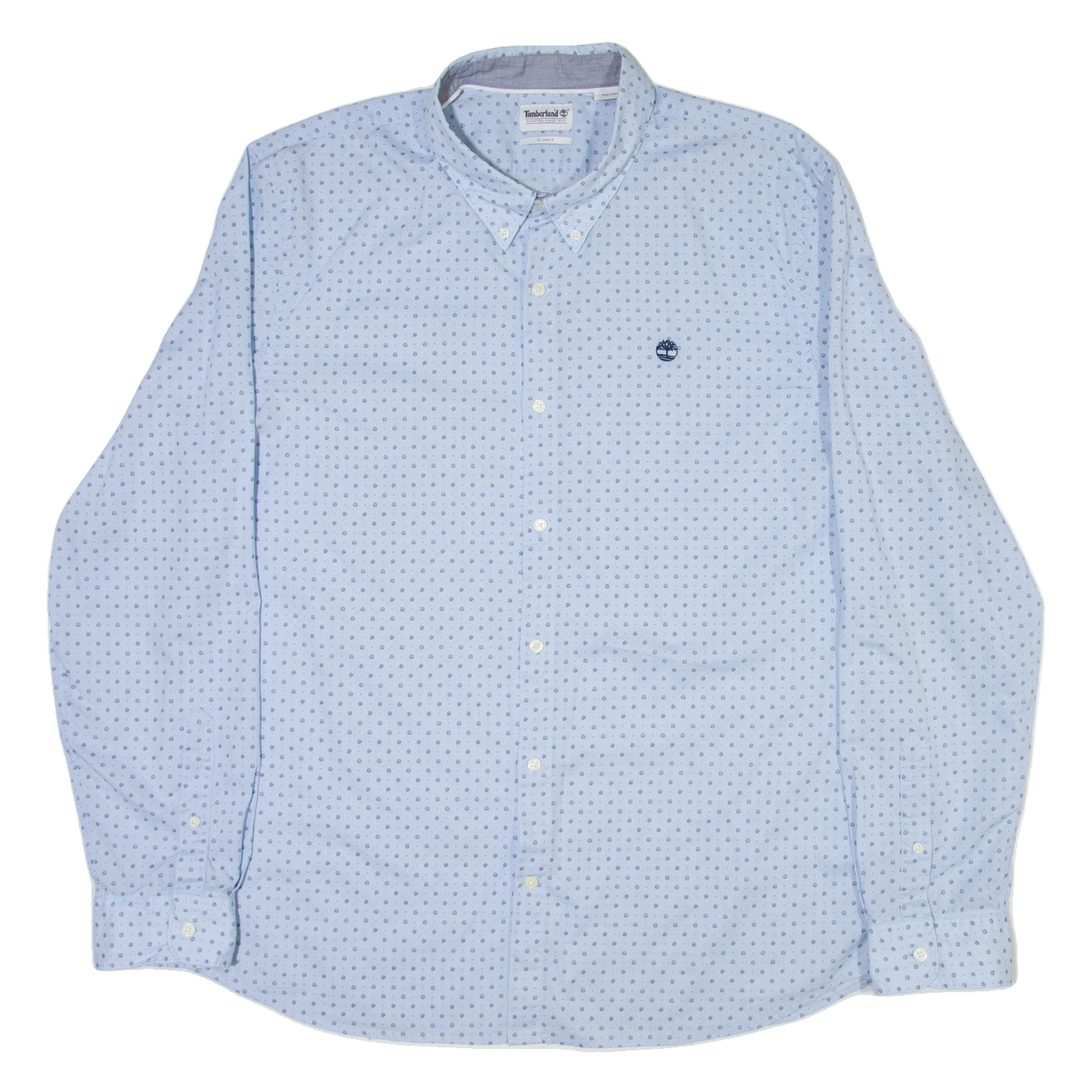 TIMBERLAND Slim Fit Mens Shirt Blue Spotted Long Sleeve 2XL Refurbished - N/A refurbished available on Cerqular