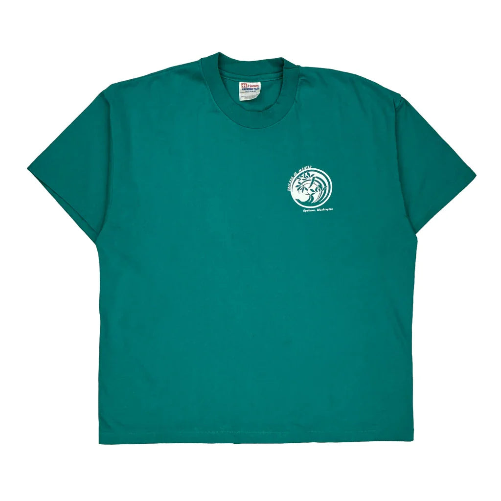 Hanes Single Stitch T-Shirt - XL Green Cotton Blend Refurbished - Thrifted (note: this is a term often used to describe second- refurbished available on Cerqular