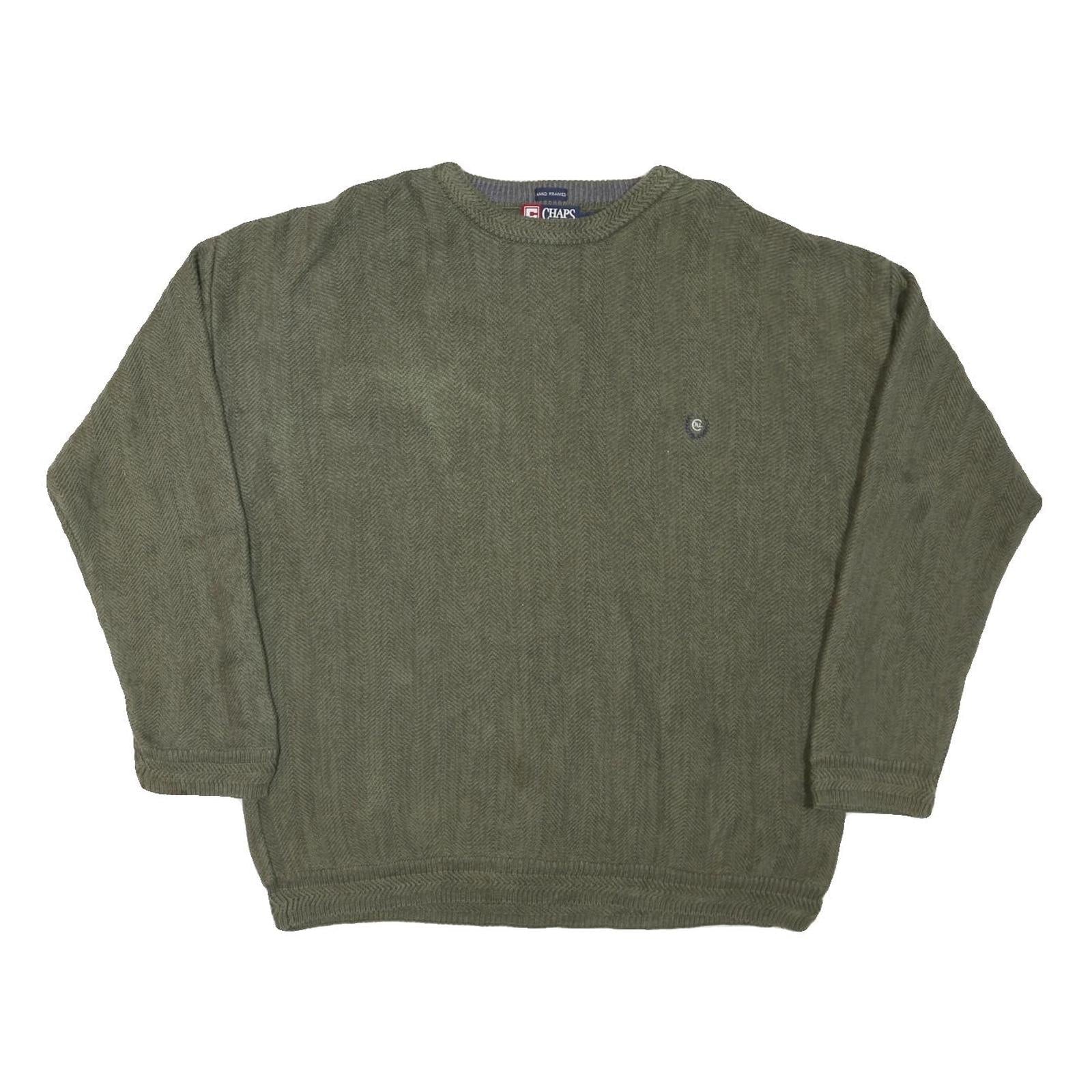 CHAPS Mens Green Patterned Cotton Blend Jumper Crew Neck Basic Knit XL Casual Refurbished - N/A refurbished available on Cerqular