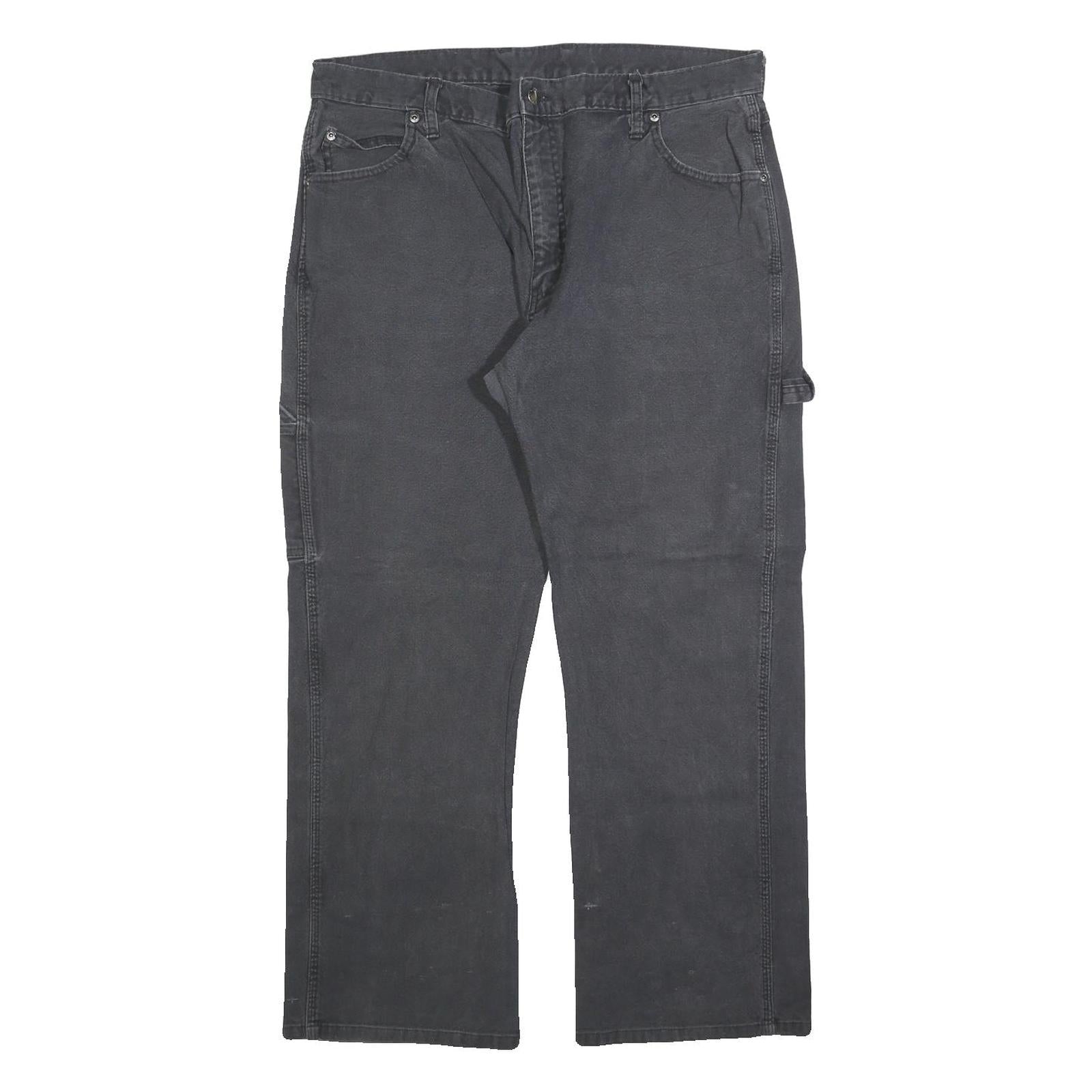 DICKIES Mens Cotton Blend Black Regular Straight Trousers W36 L30 Workwear Refurbished - N/A refurbished available on Cerqular