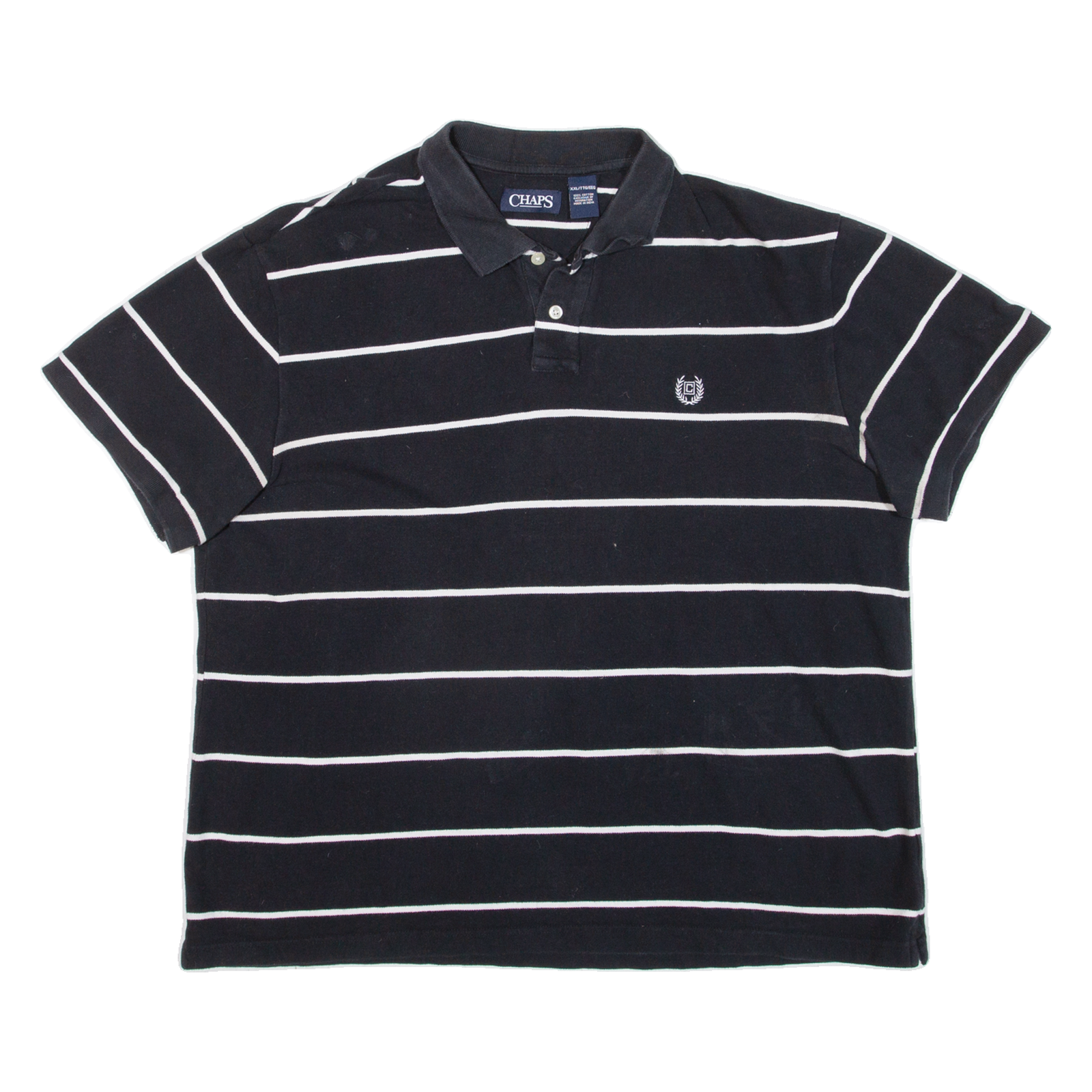 CHAPS Mens Polo Shirt Black Striped 2XL Refurbished - N/A refurbished available on Cerqular