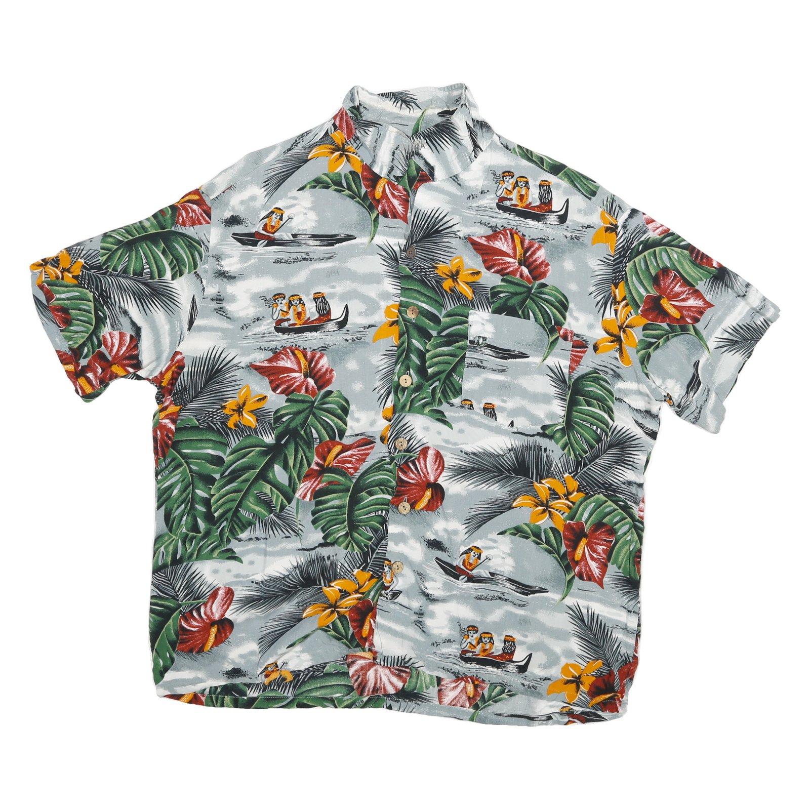 Mens Blue Green & Red Hawaiian Print Shirt M Casual Cotton Blend Summer Refurbished - N/A refurbished available on Cerqular