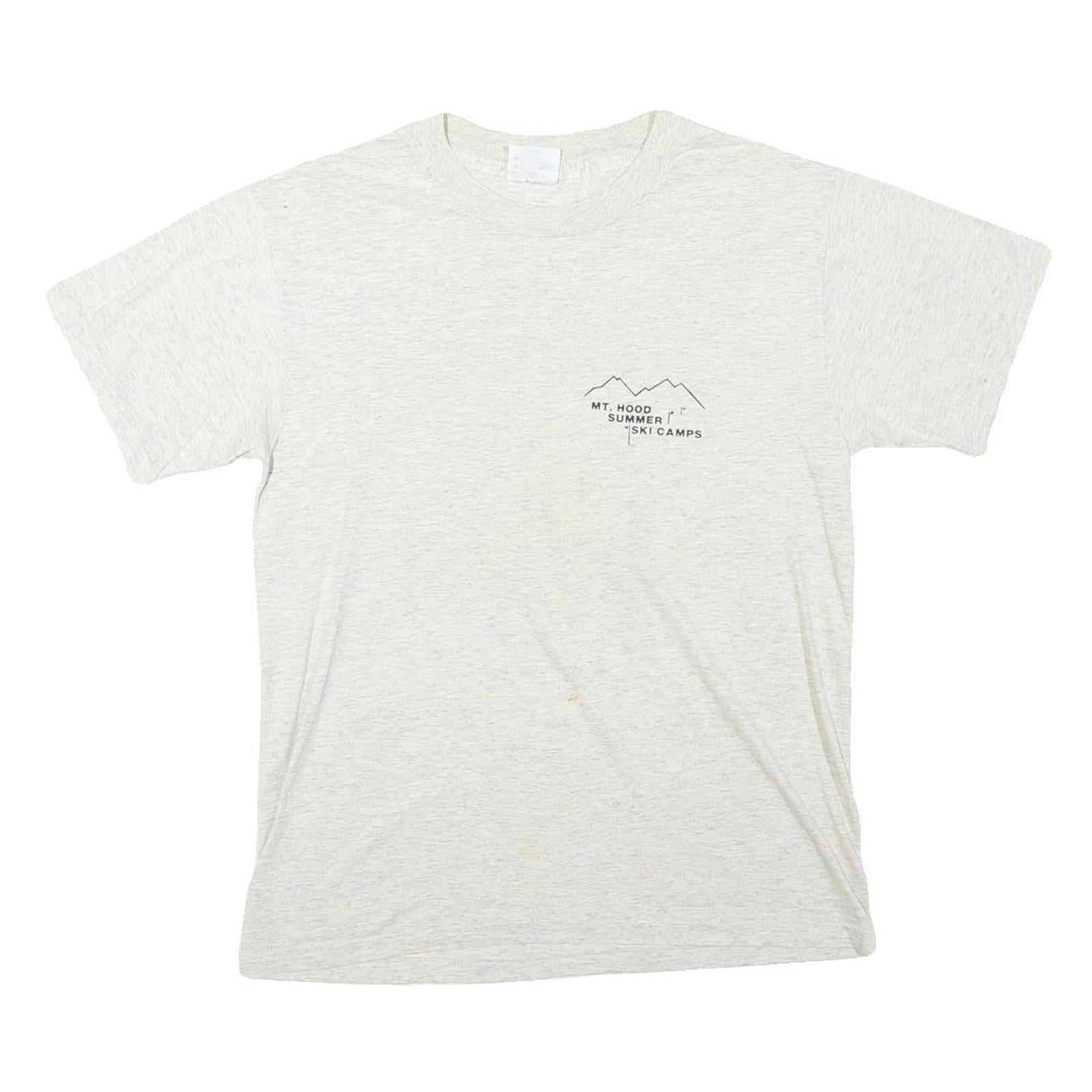 HANES Mens White Mt Hood Summer Ski Camps Graphic T-Shirt M Crew Neck Short Refurbished - N/A refurbished available on Cerqular