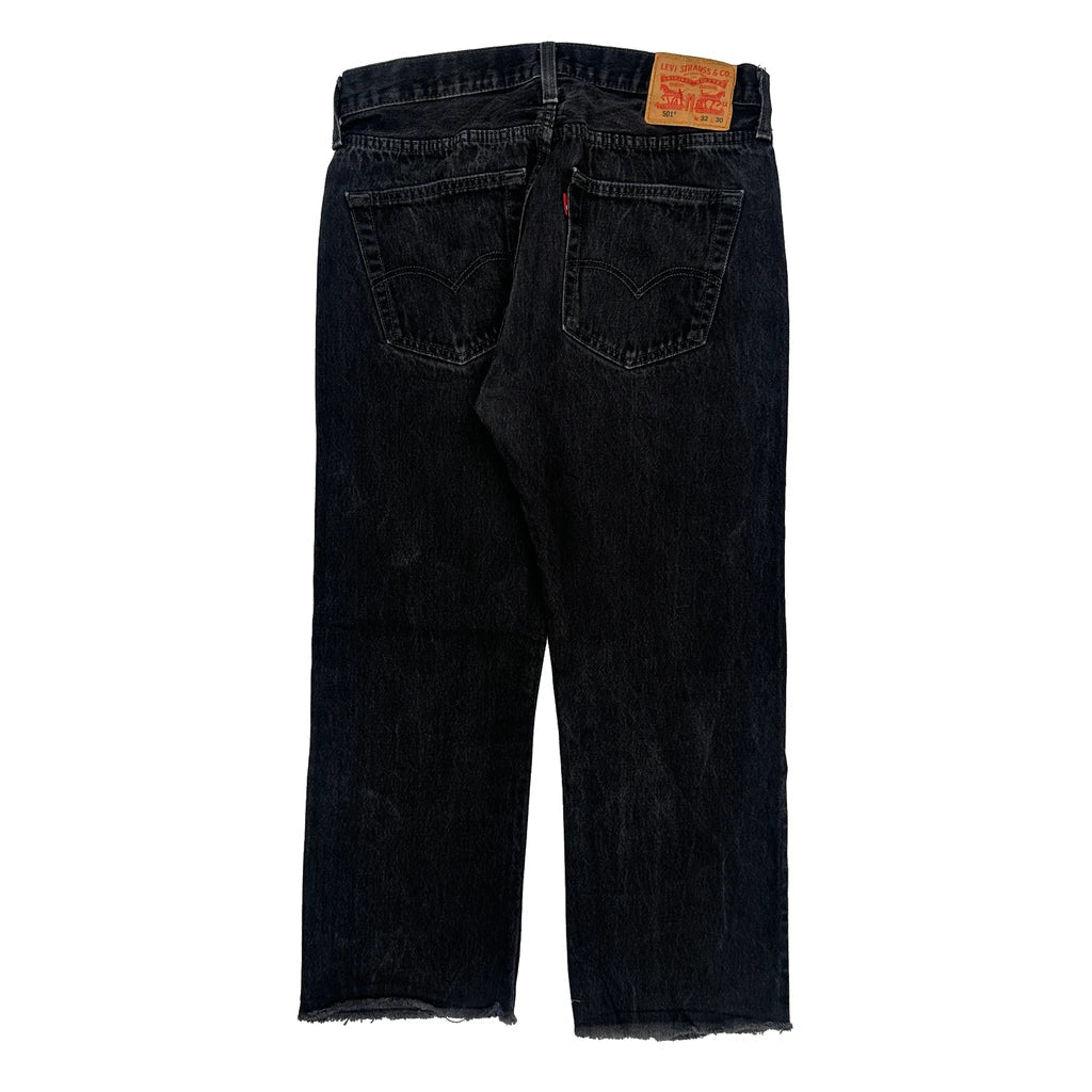 501 Levis Jeans - 32W 28L Black Denim Refurbished - Thrifted (note: this is a term often used to describe second- refurbished available on Cerqular