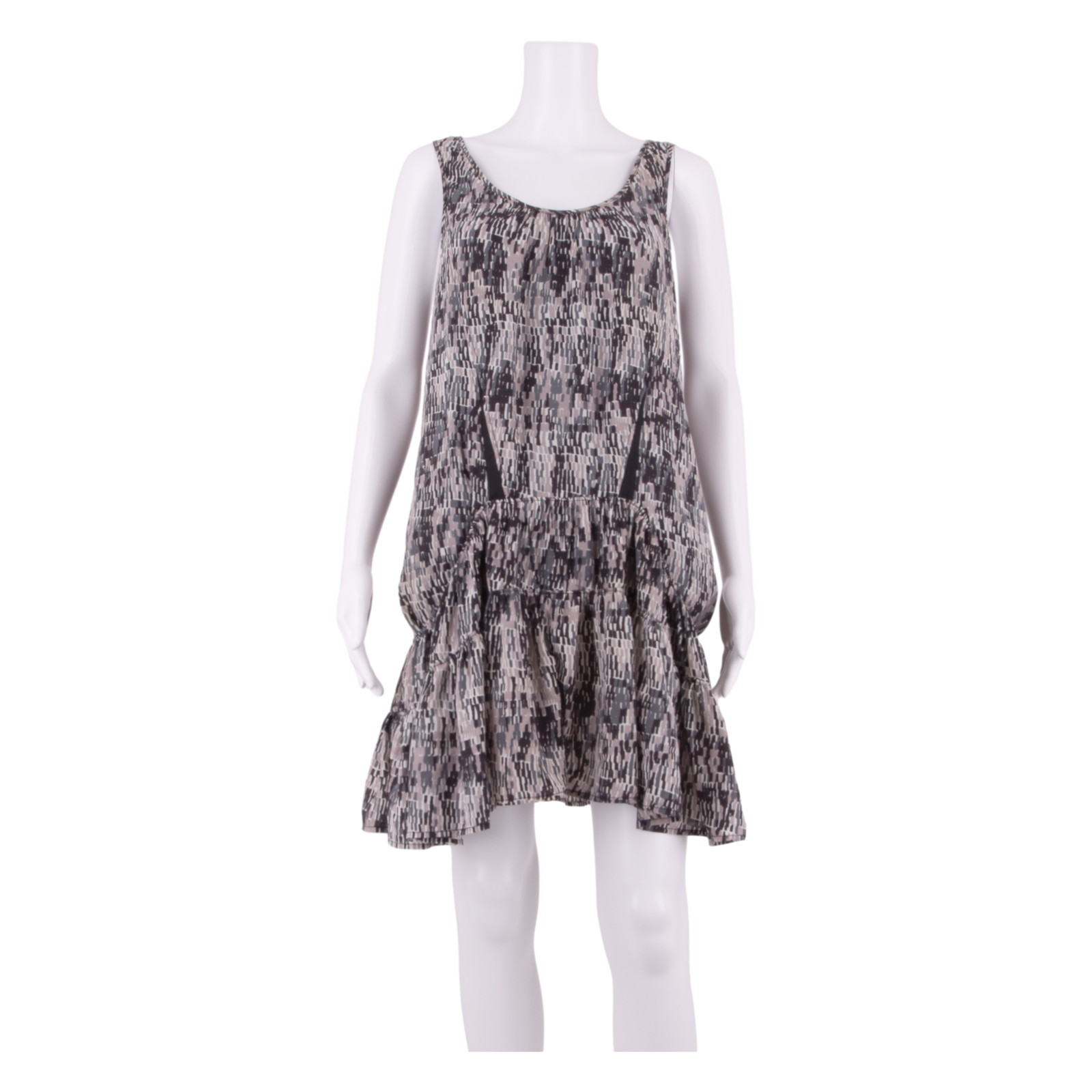 DKNY Womens Day Dress Grey Crazy Pattern Sleeveless Knee Length UK 10 Refurbished - N/A refurbished available on Cerqular