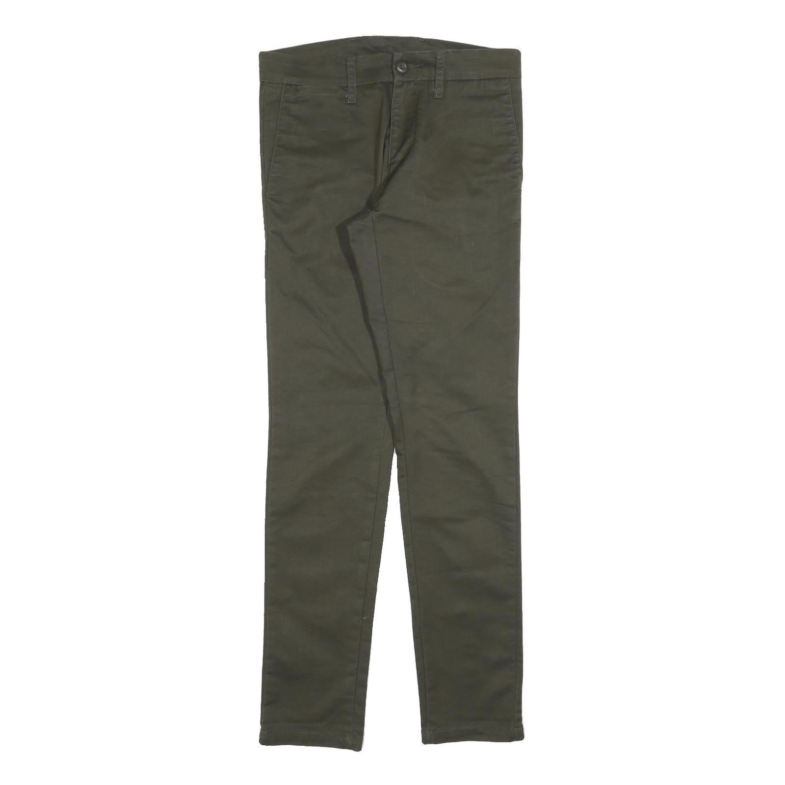 CARHARTT Mens Cotton Blend Slim Fit Green Trousers W28 L32 Casual Zip Closure Refurbished - N/A refurbished available on Cerqular
