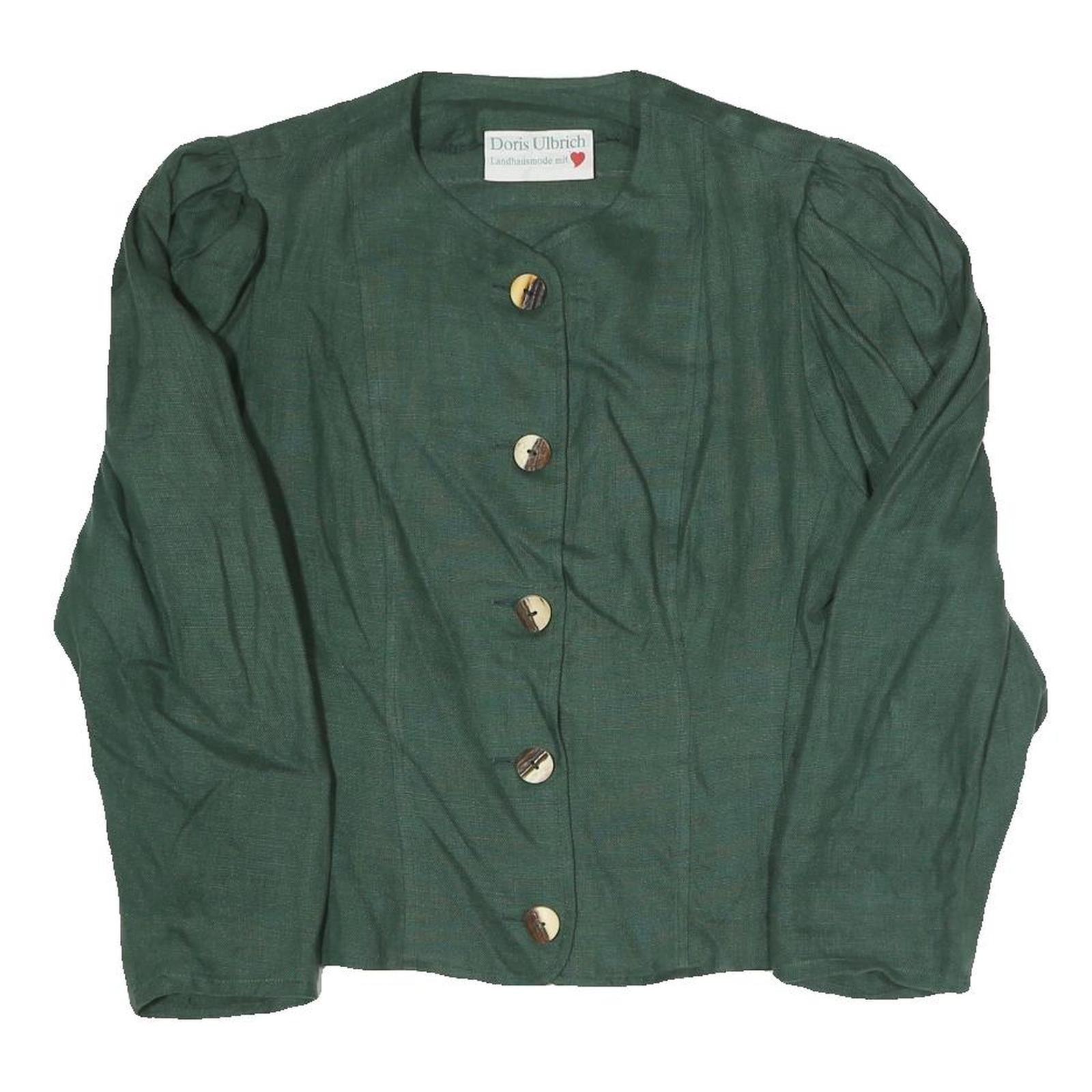 DORIS ULBRICH Womens Green Coach Jacket M Linen Woven Plain Button Closure Long Refurbished - N/A refurbished available on Cerqular
