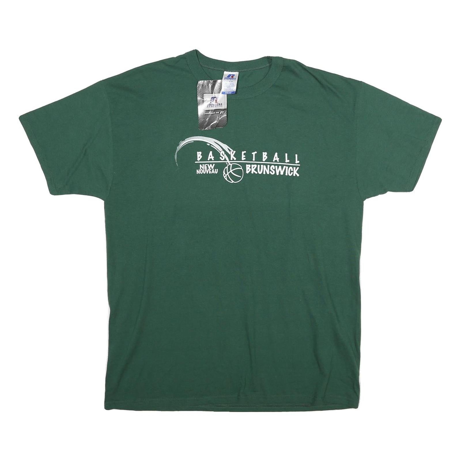 RUSSELL ATHLETIC Mens Green Basketball Graphic T-Shirt L Short Sleeve Crew Neck Refurbished - N/A refurbished available on Cerqular
