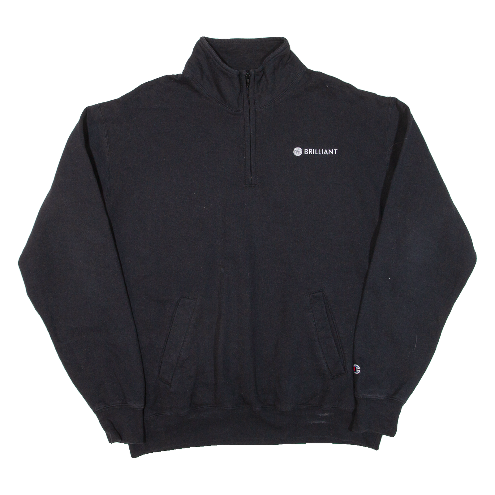CHAMPION Mens Sweatshirt Black 1/4 Zip XL Refurbished - N/A refurbished available on Cerqular