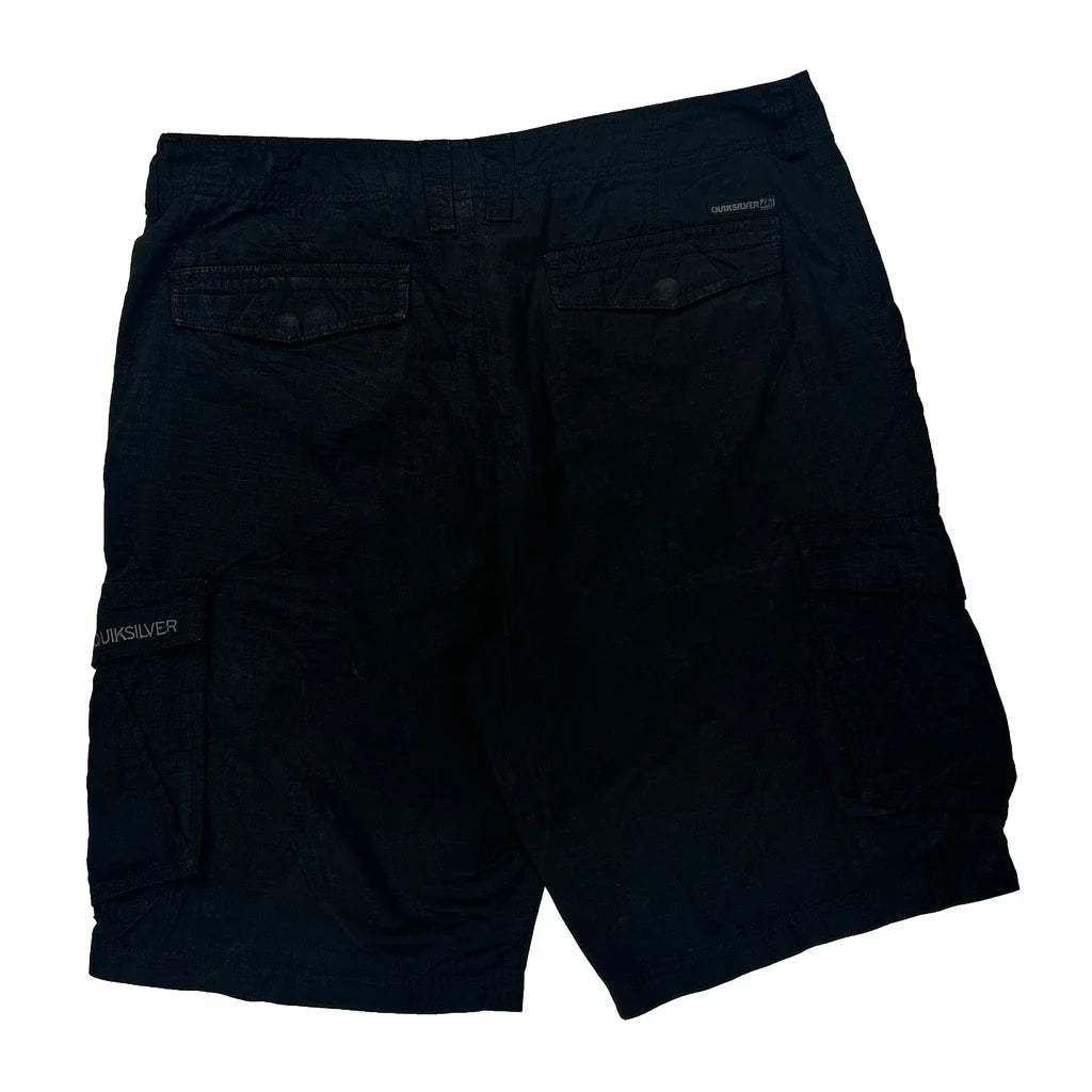 Quiksilver Cargo Cargo Shorts - 38W 10L Black Cotton Refurbished - Thrifted (note: this is a term often used to describe second- refurbished available on Cerqular